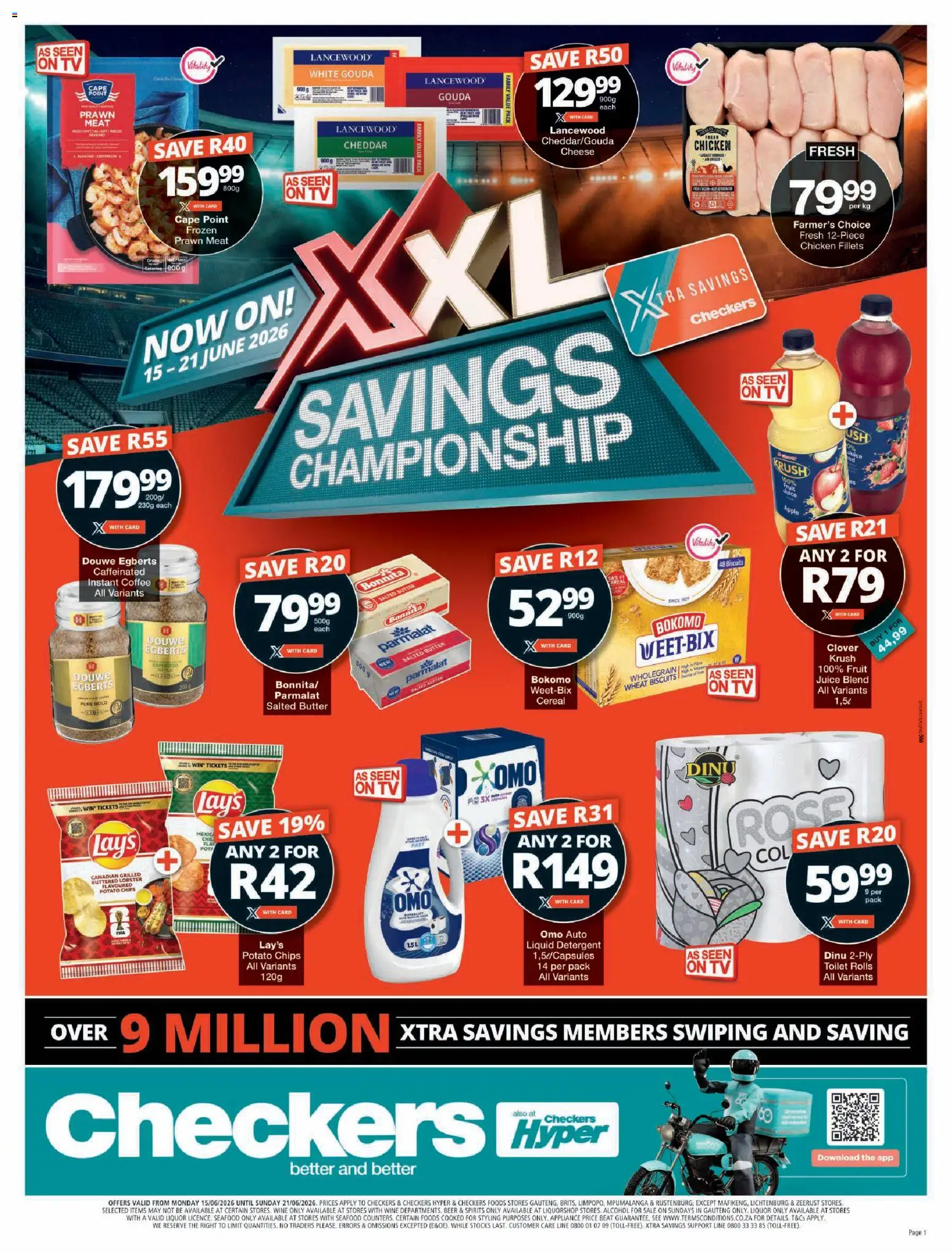 New Checkers catalogue – valid from 15.06.2026 | Page: 1 | Products: TV, Butter, Coffee, Wine