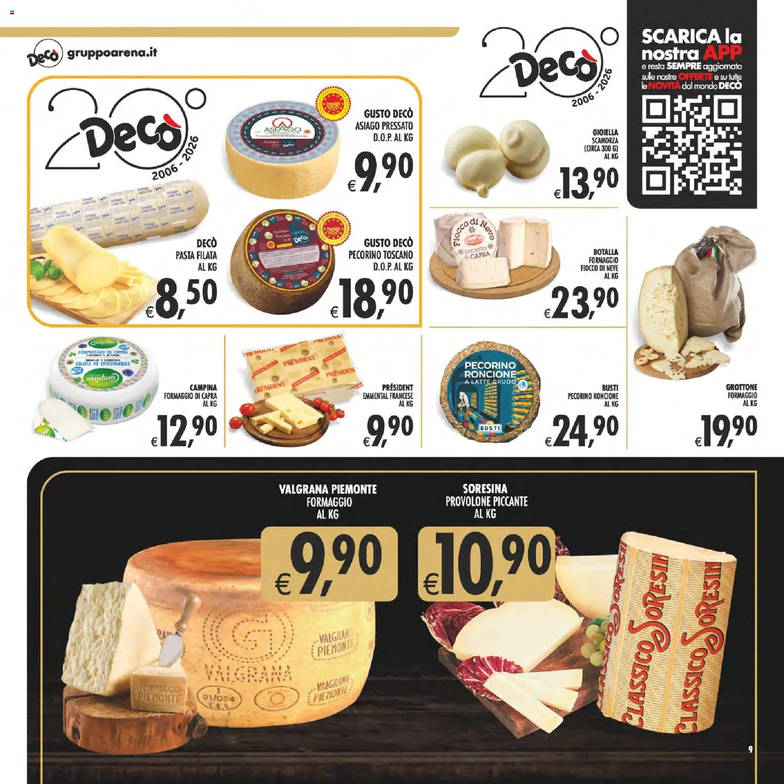 Volantino Decò del 08.05.2026 | Pagina: 9 | Prodotti: Latte, Formaggio, Pecorino, Emmental