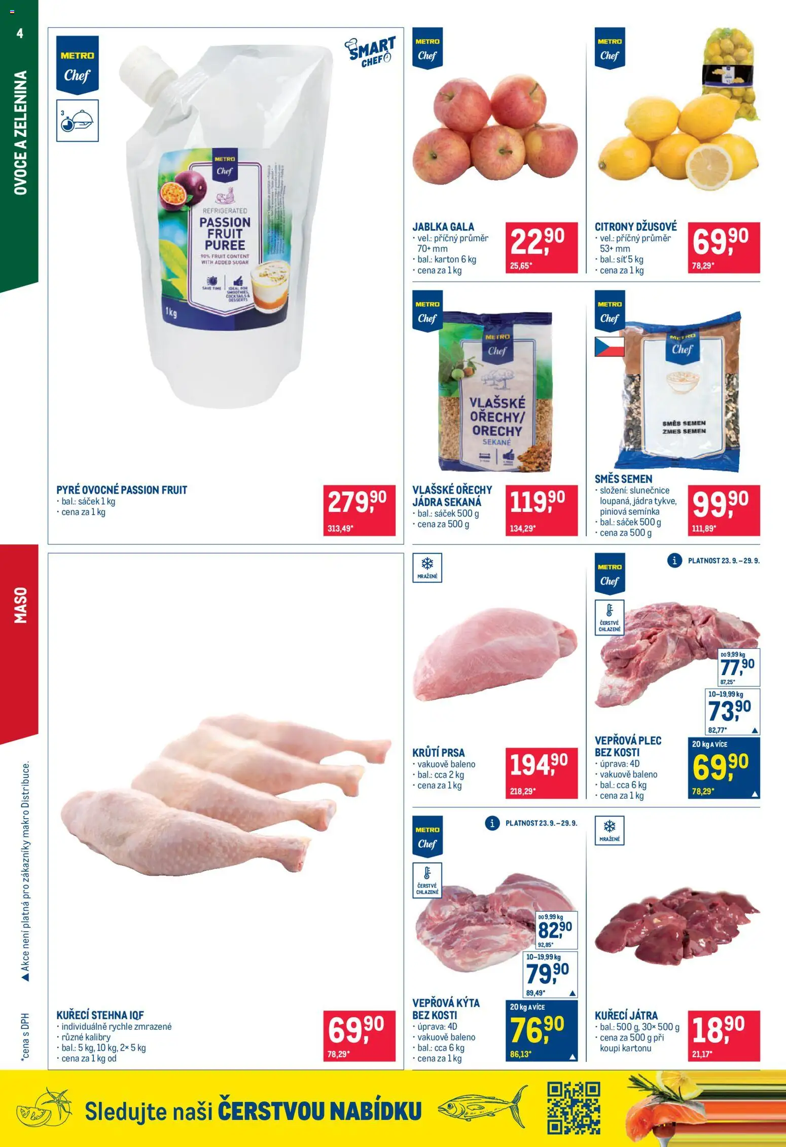 Makro leták - Gastronomie od 23.09.2026 | Strana: 4 | Produkty: Ovoce, Krůtí prsa, Sekaná, Kýta