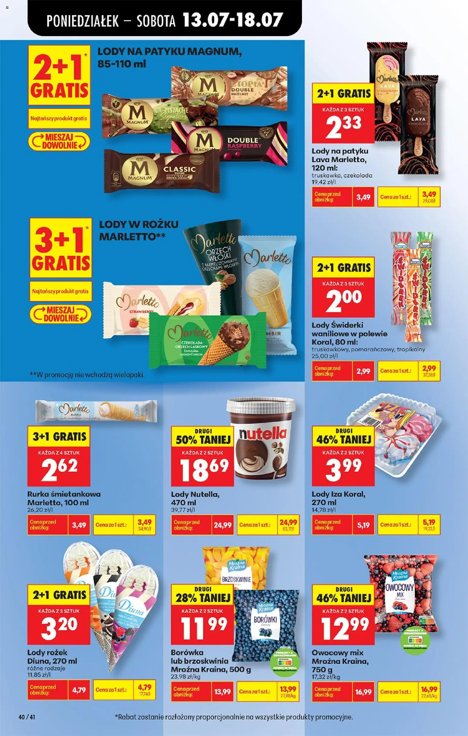 Biedronka gazetka od poniedziałku od 13.07.2026 | Strona: 54 | Produkty: Brzoskwinia, Nutella, Lody na patyku, Czekolada