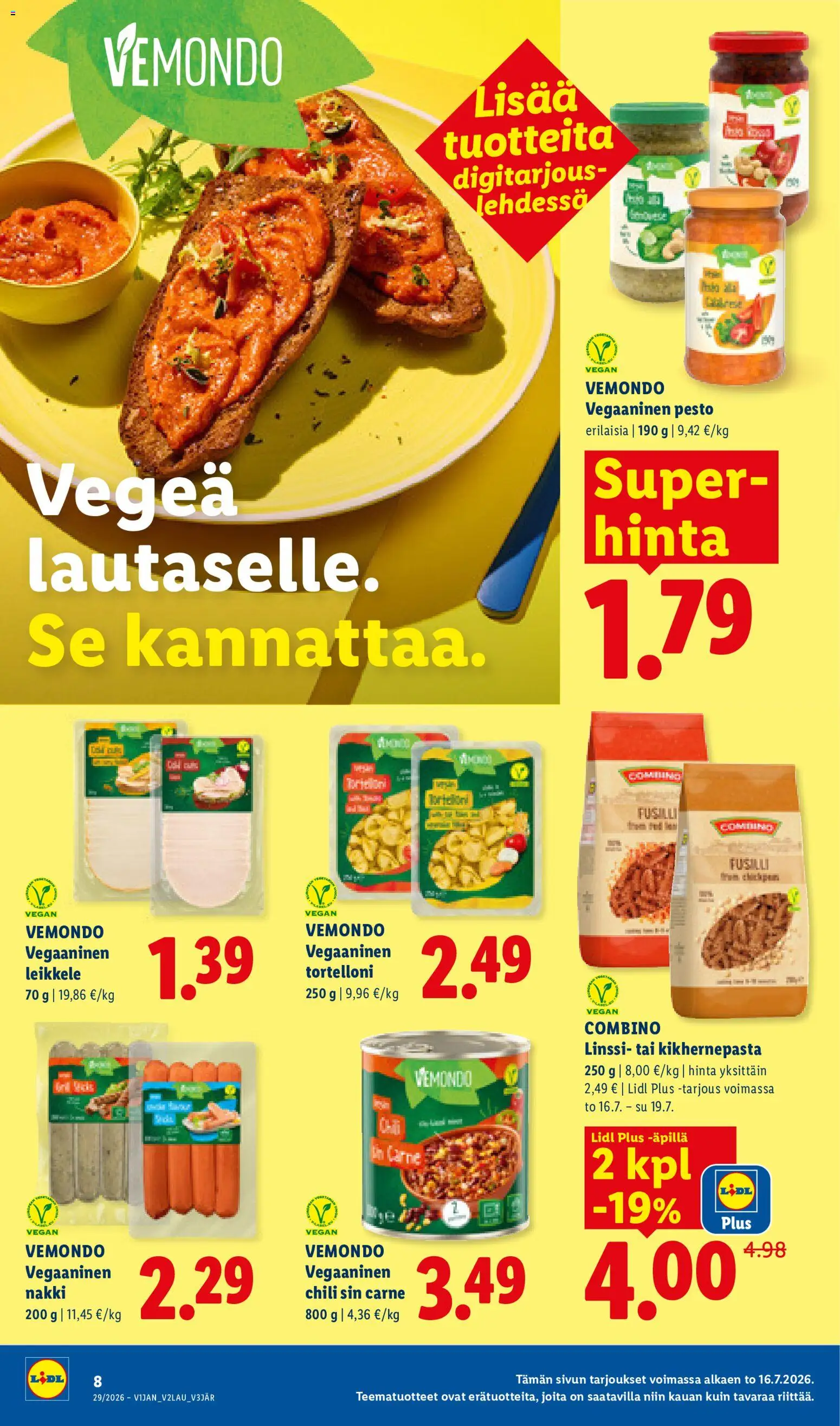 Lidl tarjoukset – voimassa 16/07/2026 alkaen | Sivu: 12 | Tuotteet: Chili, Pesto, Pasta
