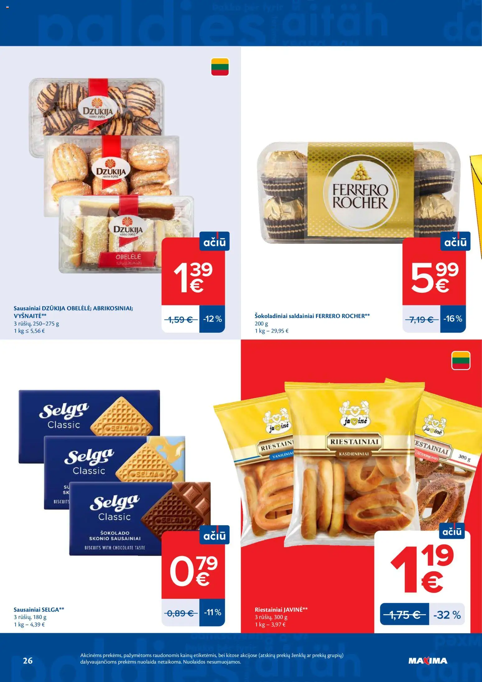 MAXIMA akcijos nuo 26.05.2026 | Puslapis: 26 | Prekių: Sausainiai, Saldainiai