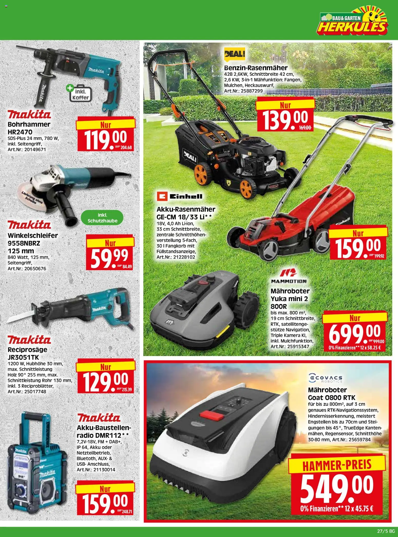 HERKULES Bau & Garten – gültig ab 29.06.2026 | Seite: 5 | Produkte: Kamera, USB, Koffer, Radio