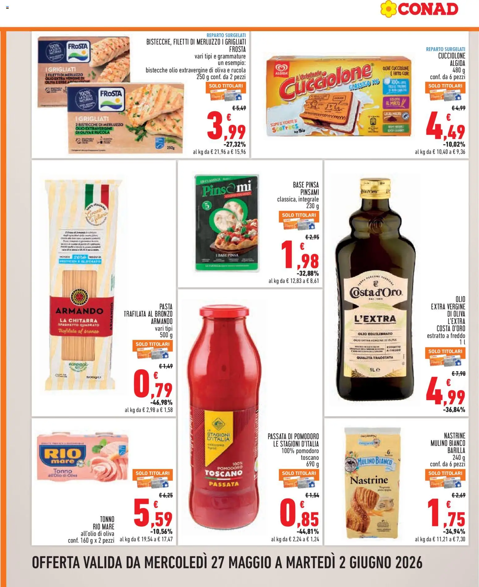 Volantino Conad del 27.05.2026 | Pagina: 6 | Prodotti: Rucola, Olive, Pasta, Tonno