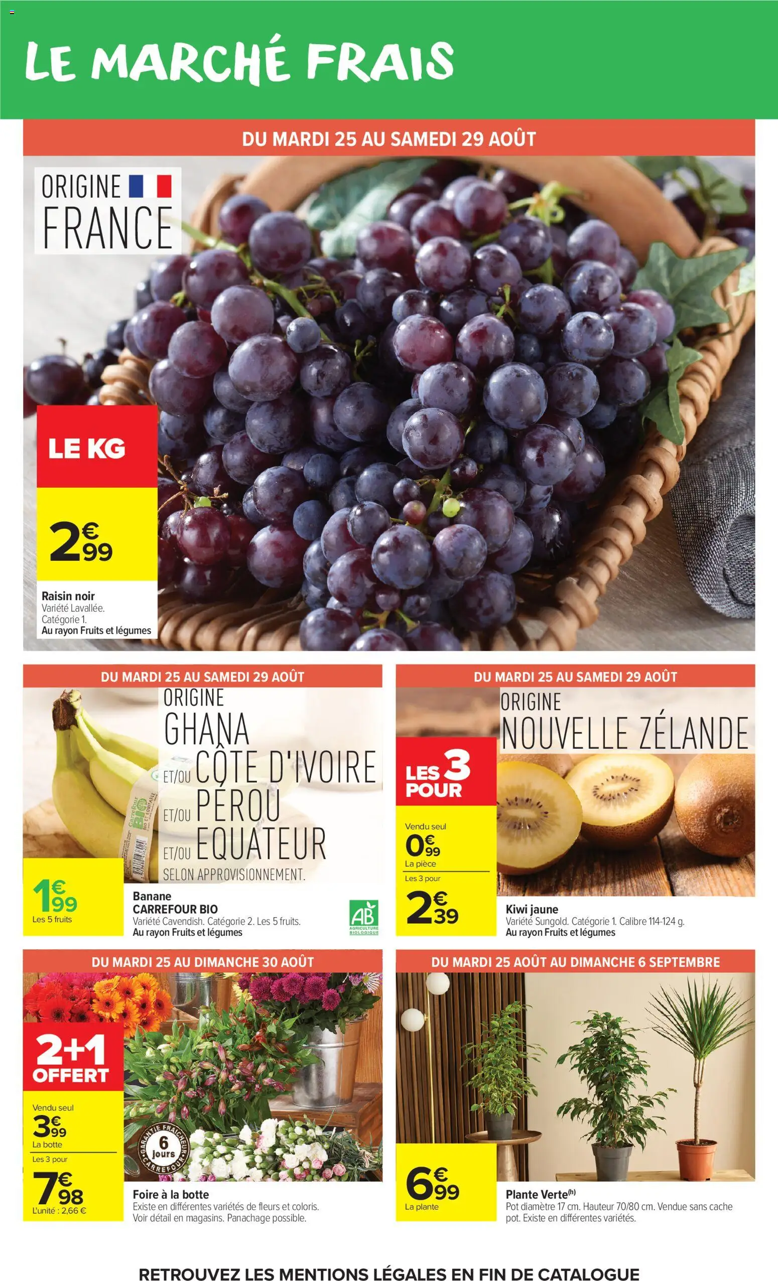 {H1} | Page: 20 | Produits: Raisin, Fleurs, Banane, Kiwi