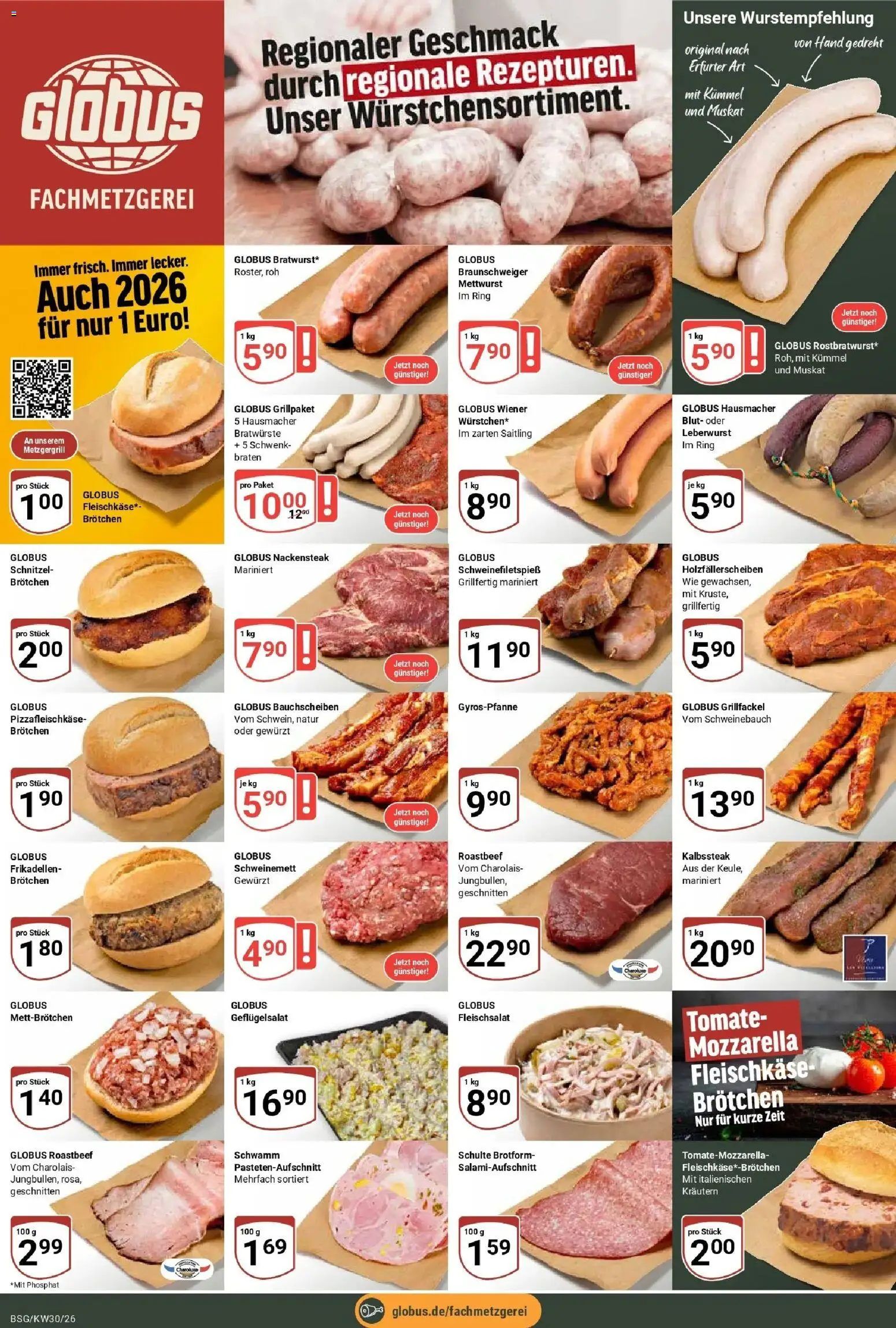 Globus Prospekt Braunschweig – gültig ab 20.07.2026 | Seite: 9 | Produkte: Mozzarella, Schweinebauch, Schnitzel, Roastbeef