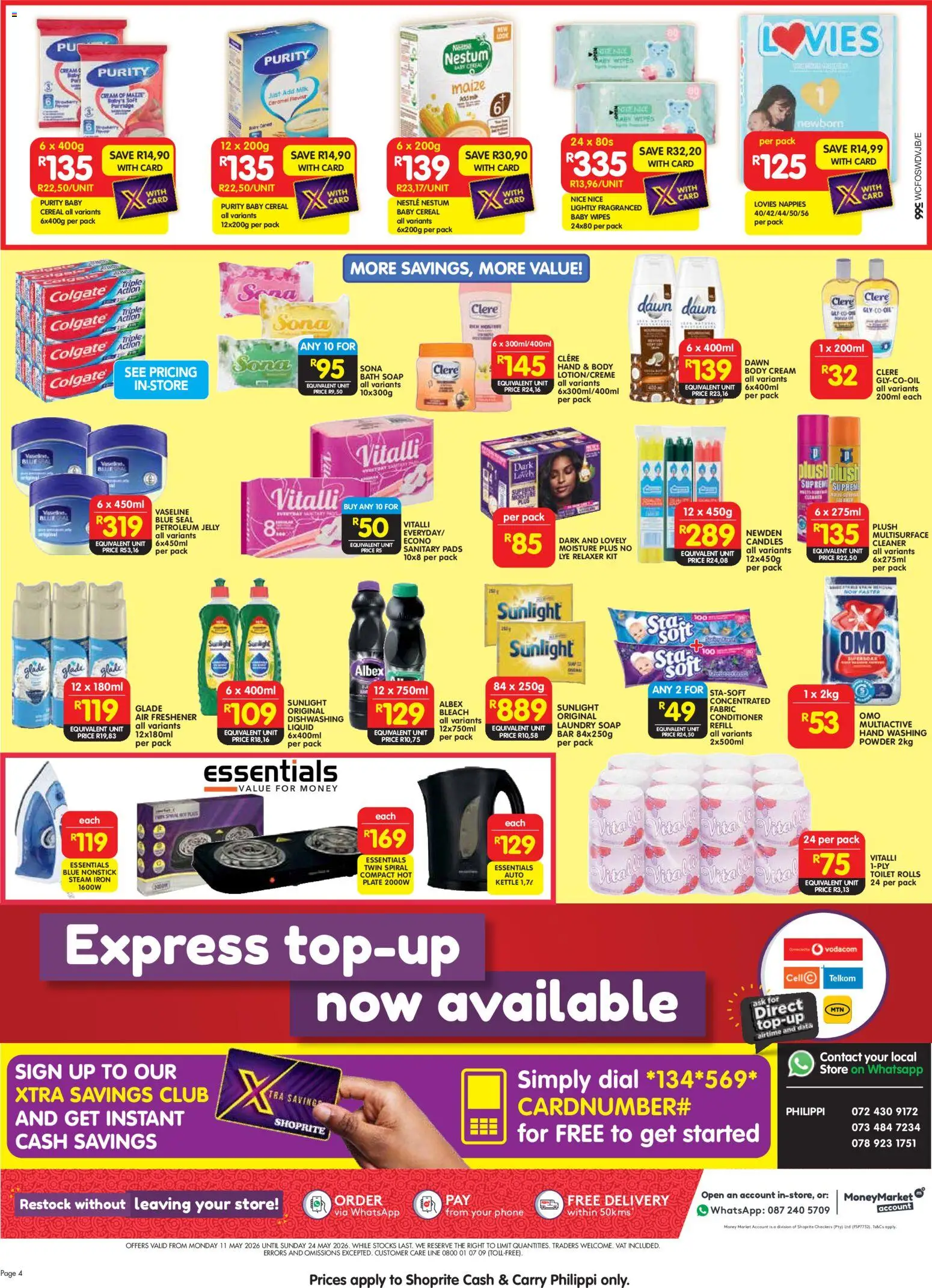New Shoprite catalogue – valid from 11.05.2026 | Page: 4 | Products: Hot plate, Soap, Nappies, Relaxer