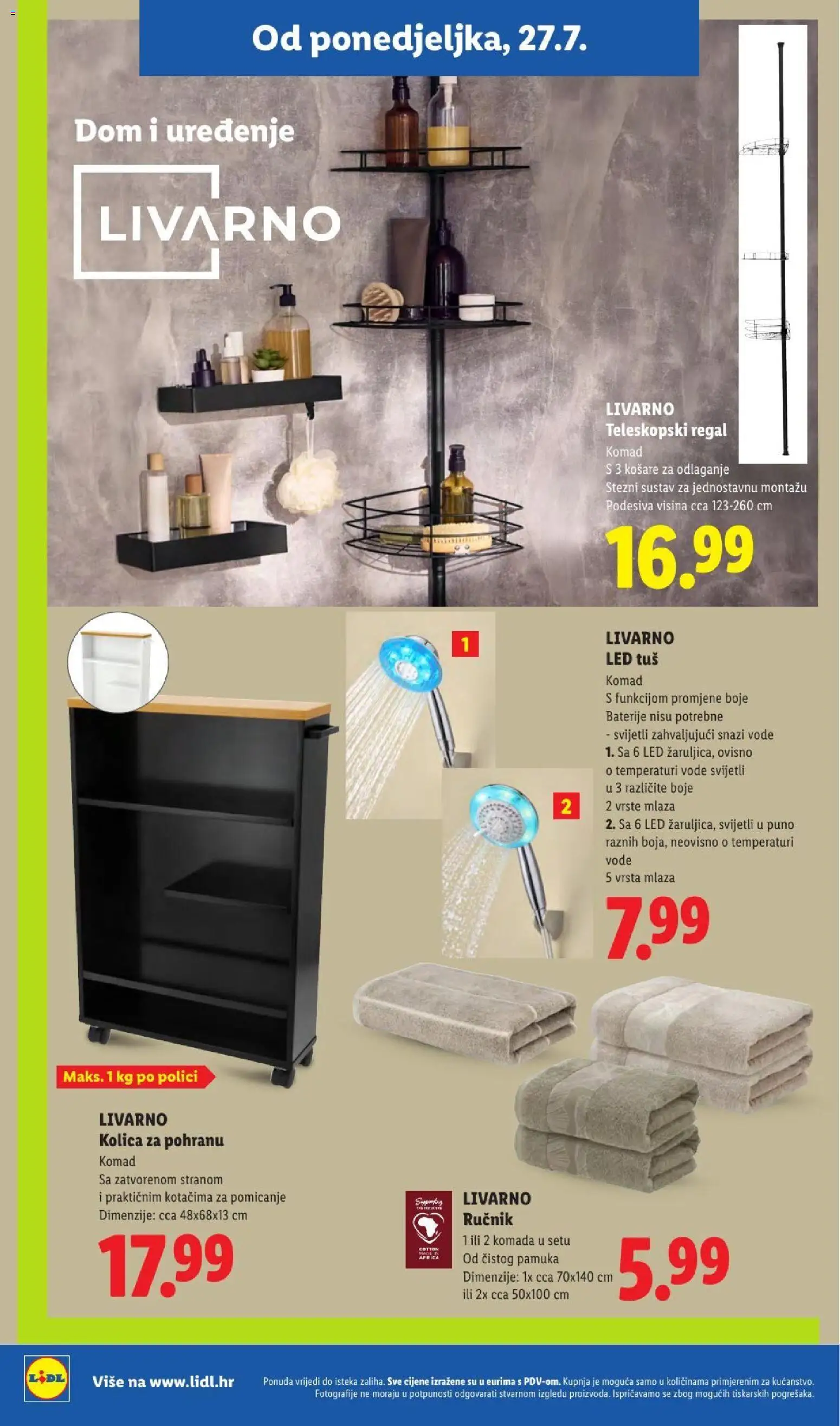 Lidl katalog | vrijedi od 23.07.2026 | Stranica: 28 | Proizvodi: Tuš, Ručnik, Kolica, Košare