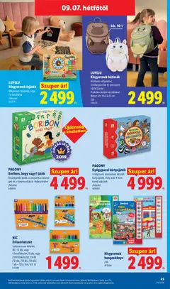 Lidl akciós újság - amely érvényes a következő dátumtól: 2026.09.03. | Oldal: 45 | Termékek: Hátizsák, Játék, FA, Lupilu