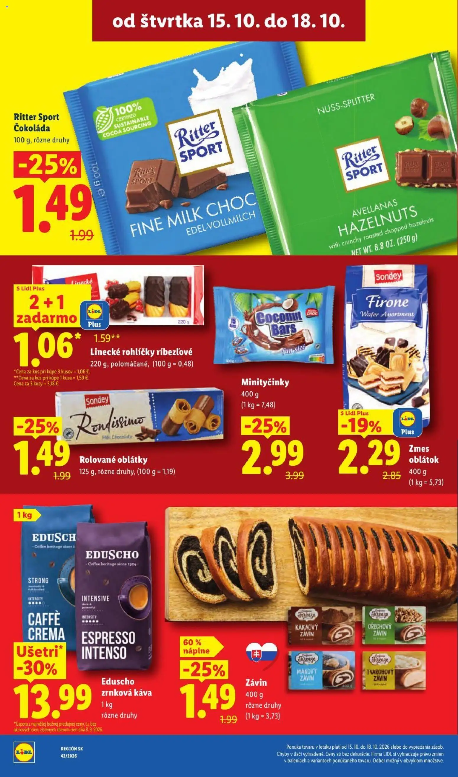 Nové Lidl akcie – leták je platný od 12.10.2026 | Strana: 99 | Produkty: Káva, Závin, Oblátky, Zrnková káva