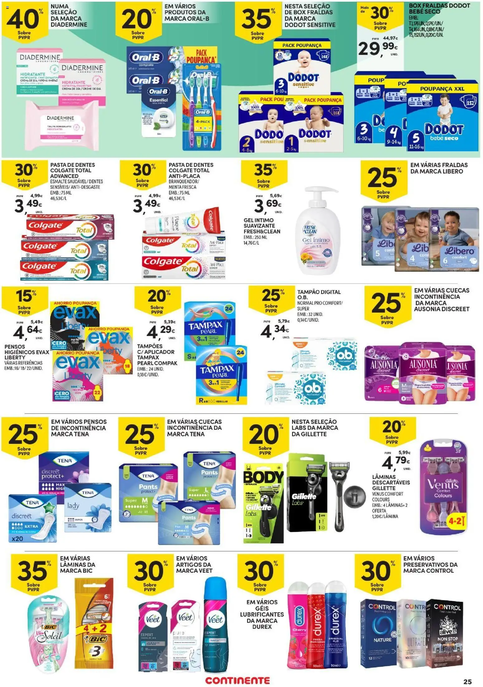 Continente Açores │ válido de 17/09/2026 | Página: 25 | Produtos: Fraldas, Preservativos, Creme, Gel íntimo