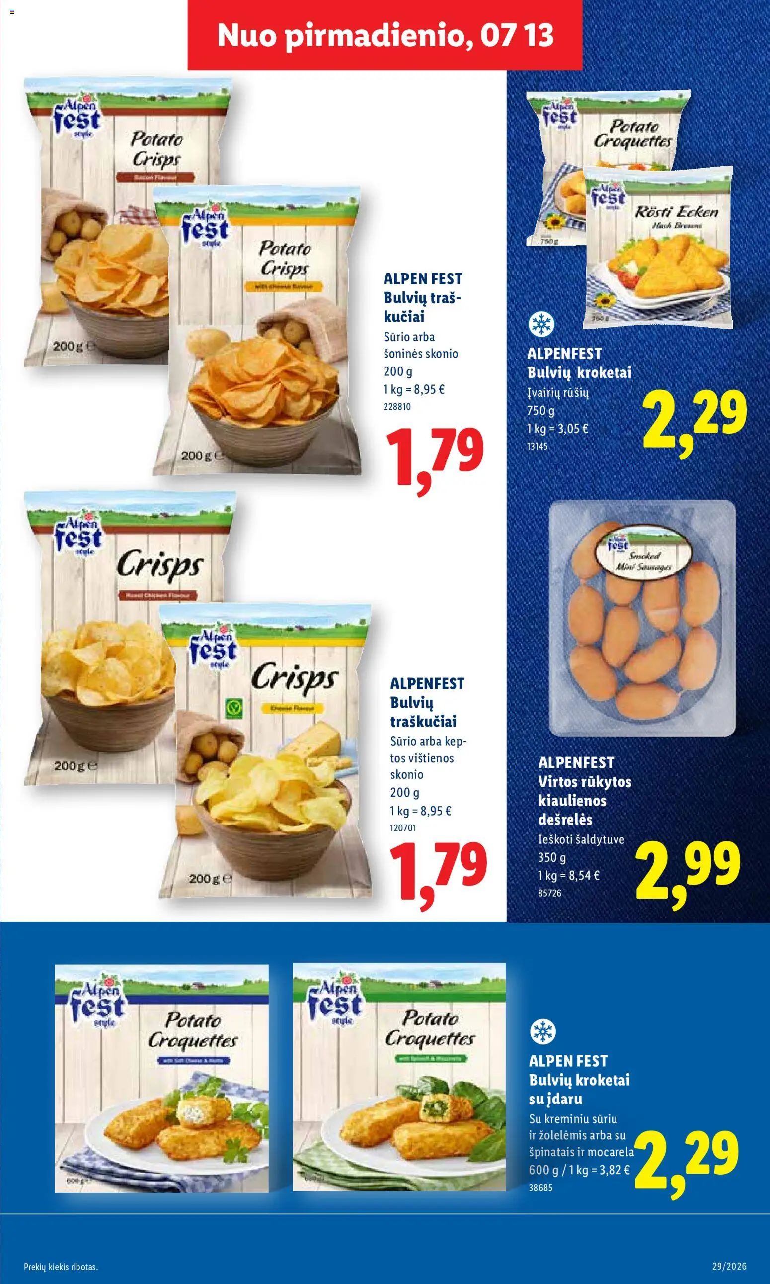 LIDL akcijos nuo 2026.07.13 | Puslapis: 15 | Prekių: Vištienos, Kiaulienos, Dešrelės, Traškučiai