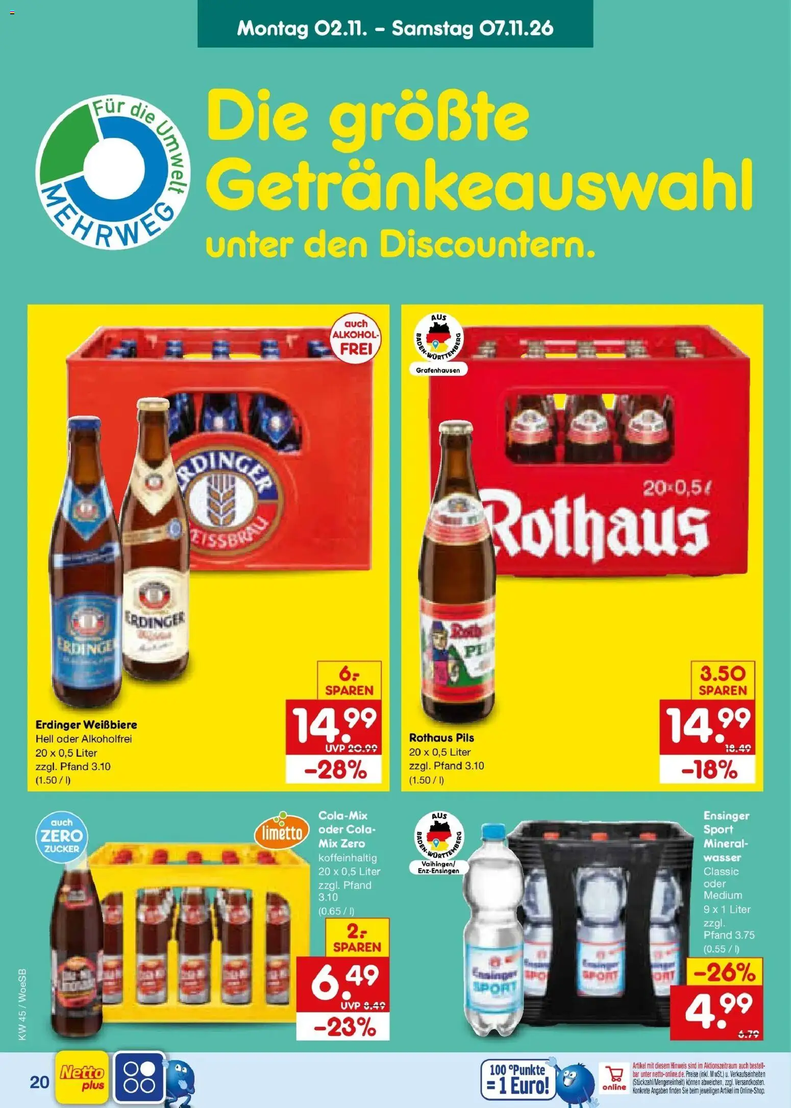 Netto Marken-Discount Prospekt Gemmingen – gültig ab 02.11.2026 | Seite: 30 | Produkte: Cola, Wasser, Alkohol, Zucker