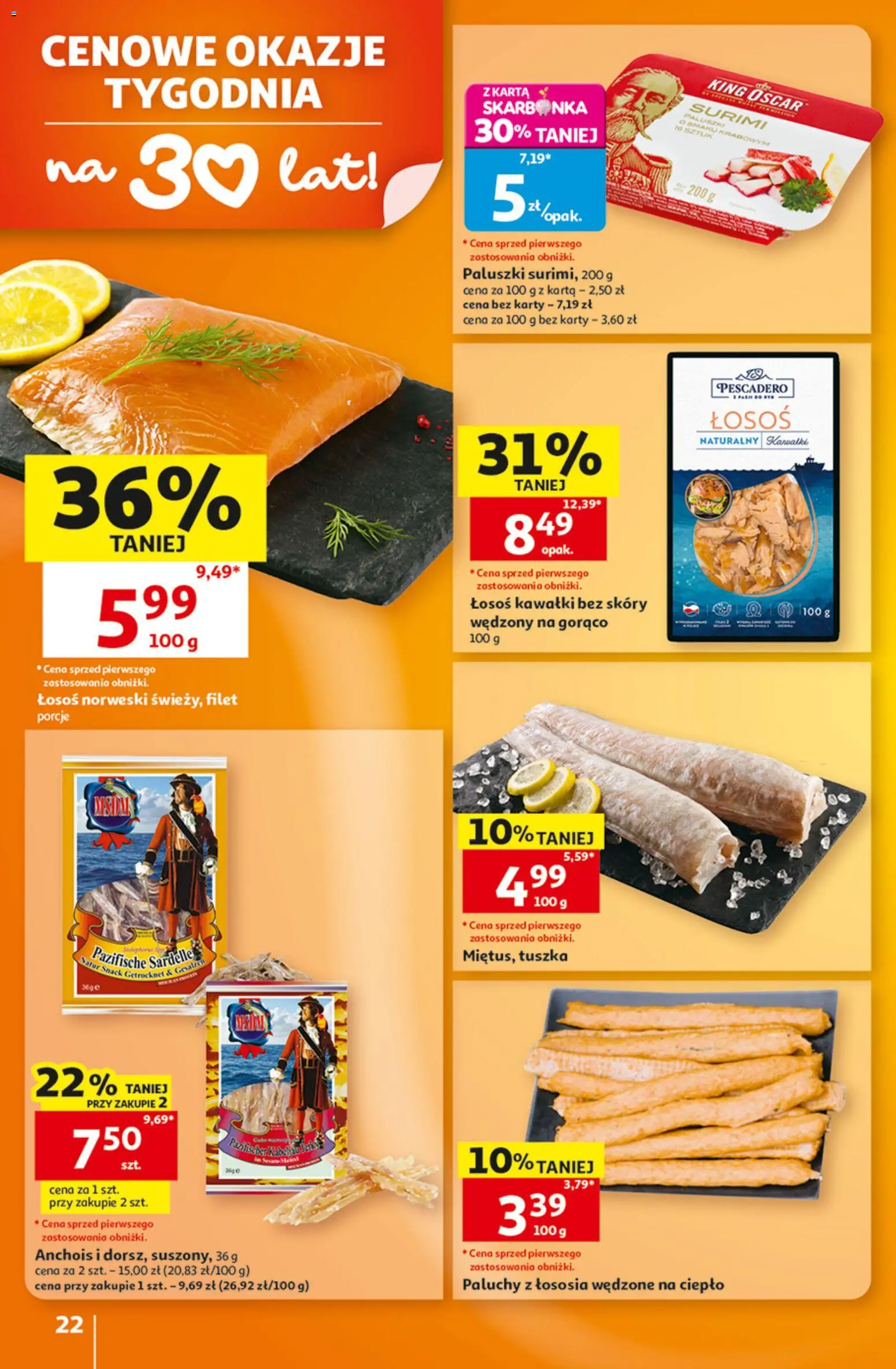Auchan gazetka - Hipermarket od 08.10.2026 | Strona: 22 | Produkty: Karta, Surimi, Anchois, Łosoś norweski