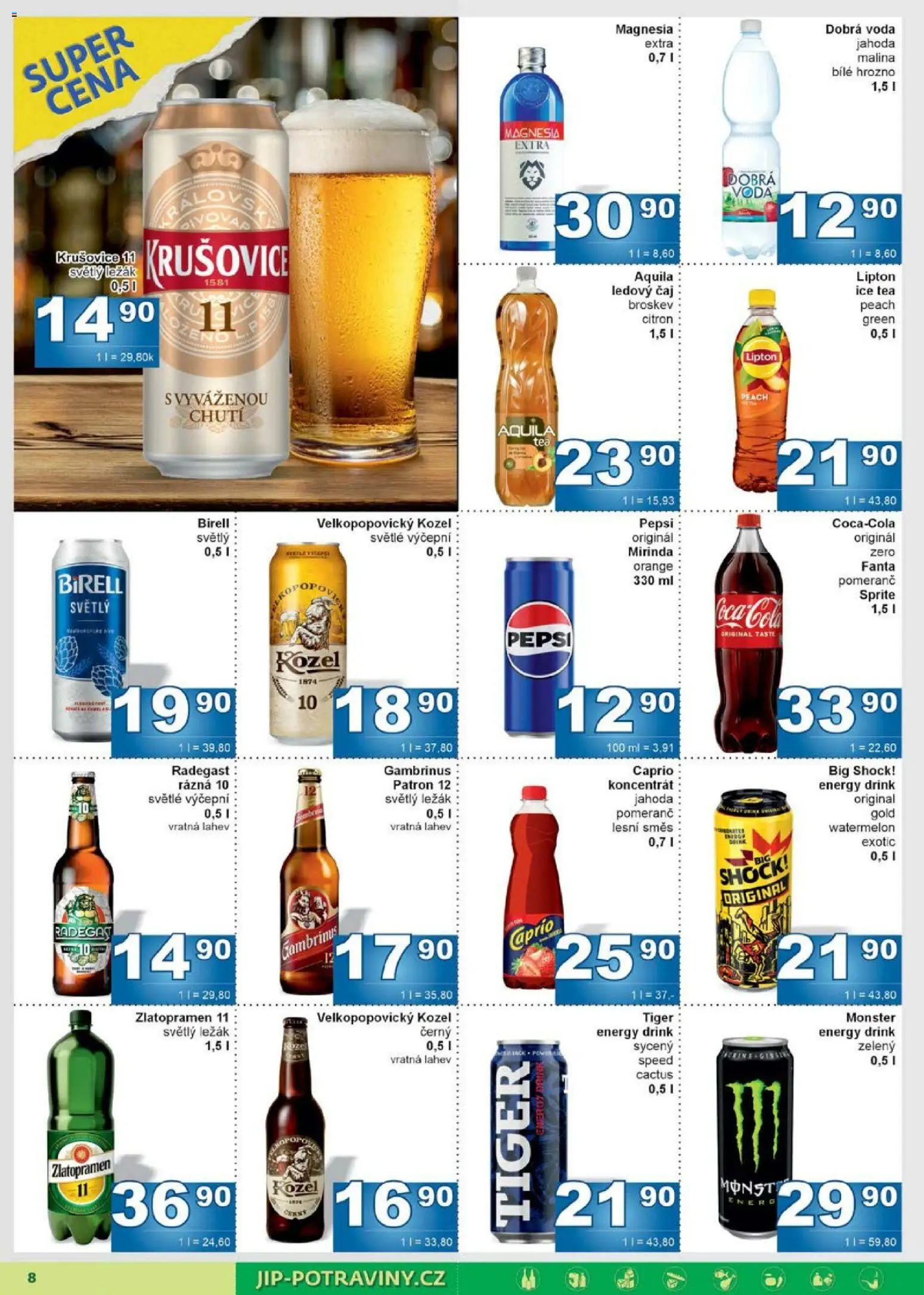Jip leták od 03.06.2026 | Strana: 8 | Produkty: Monster, Čaj, Sprite, Ledový čaj