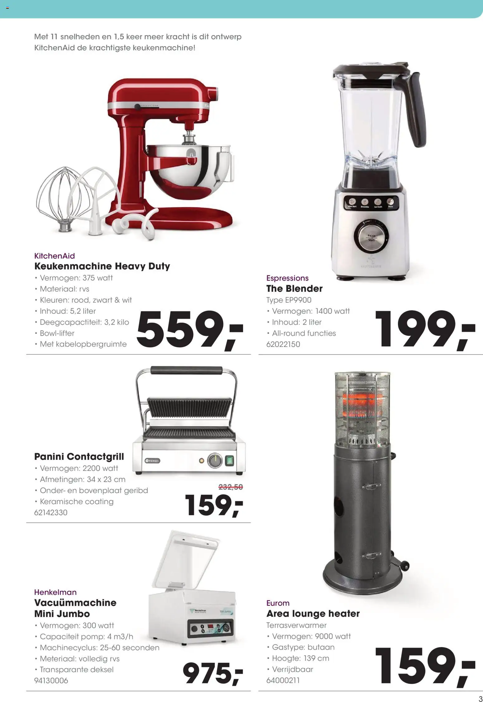 {H1} | Pagina: 3 | Producten: Contactgrill, Blender, Keukenmachine