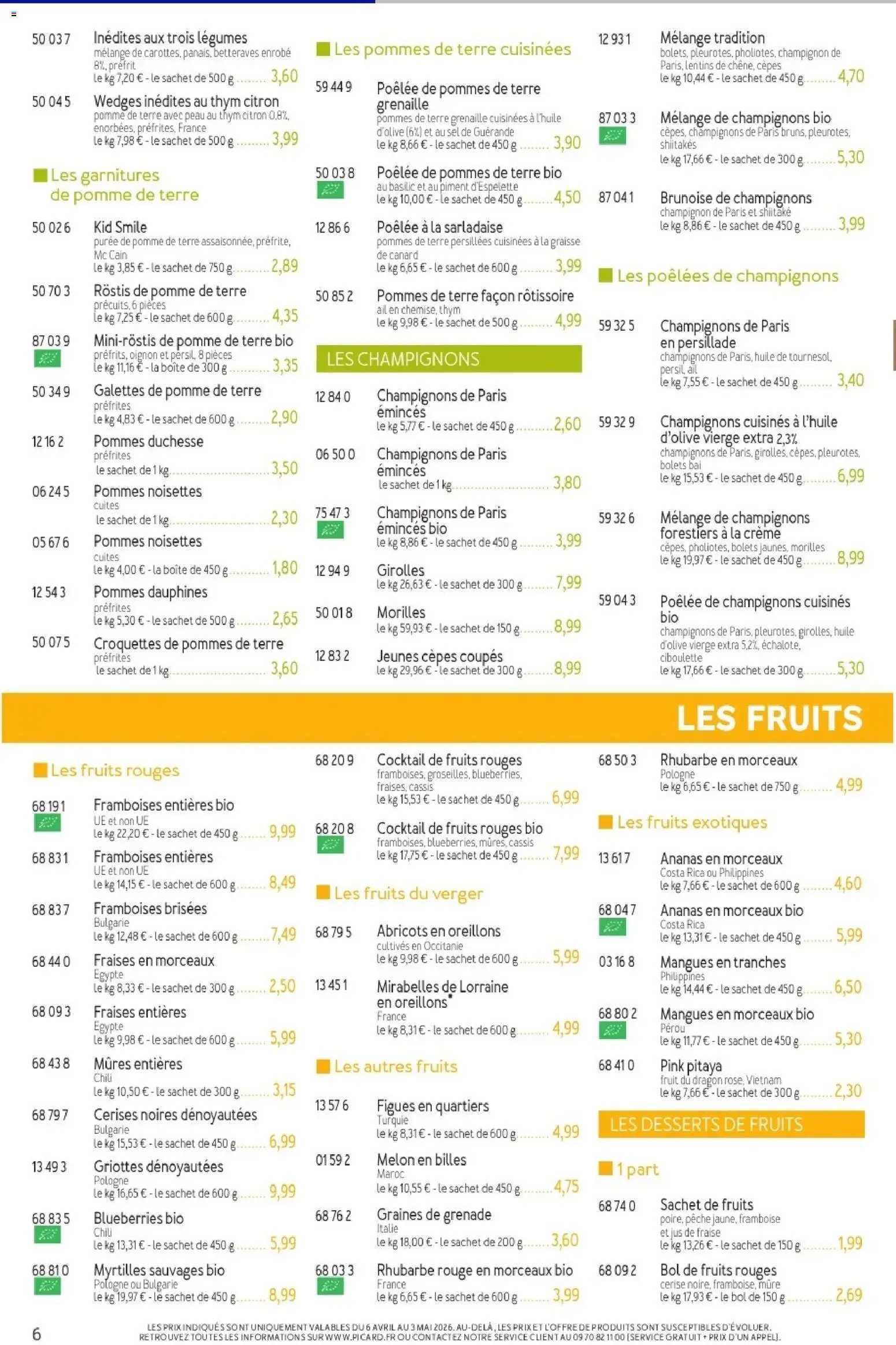{H1} | Page: 6 | Produits: Rhubarbe, Noisettes, Abricots, Champignon