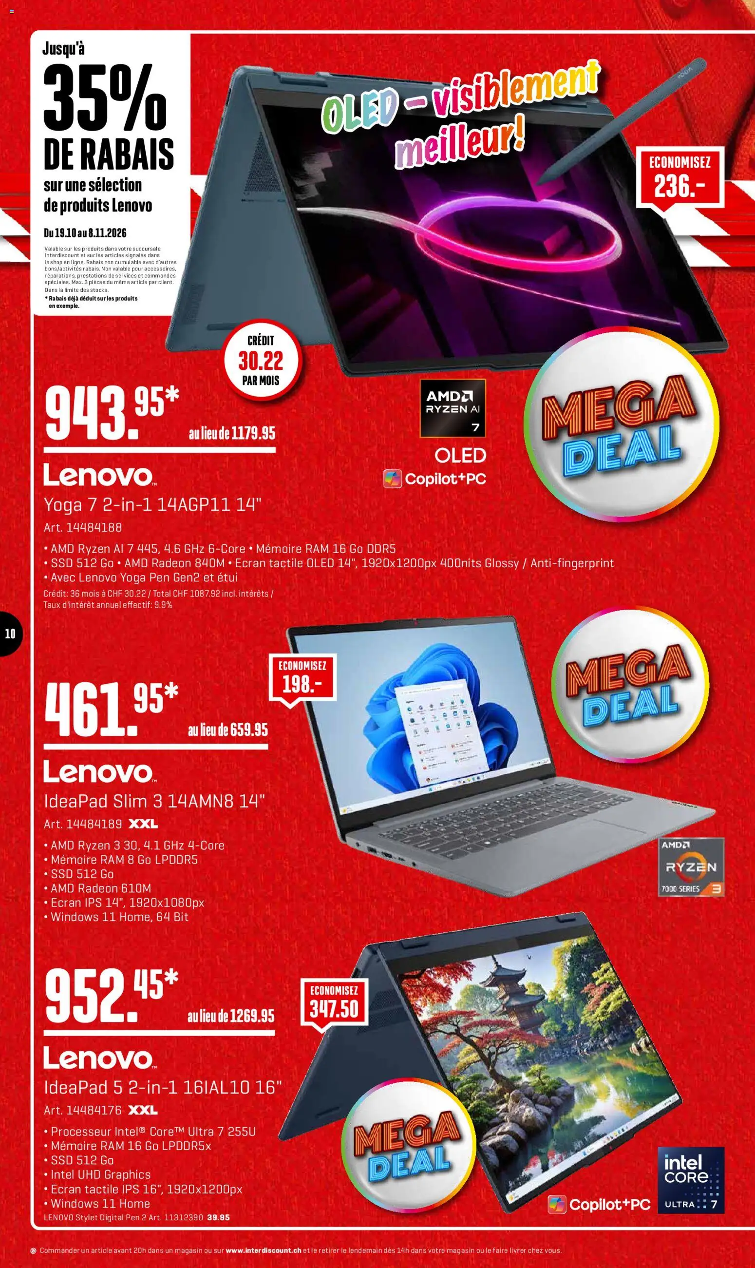 Interdiscount aktionen FR – gültig ab 19.10.2026 | Seite: 10 | Produkte: Lenovo