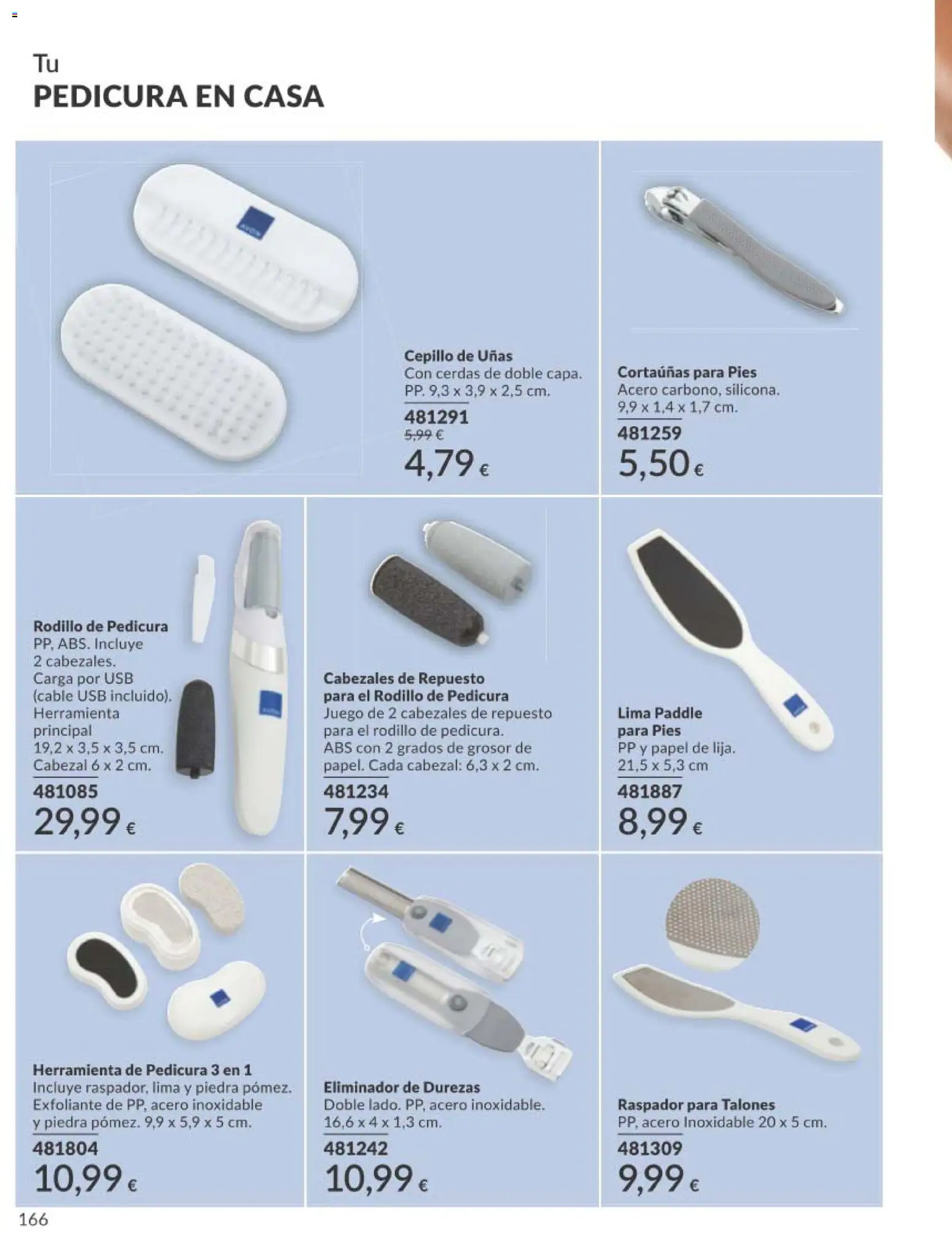Catálogo AVON campaña 9 │ válido desde el 01/09/2026 | Página: 166 | Productos: Cepillo, Lima, Cortaúñas, USB