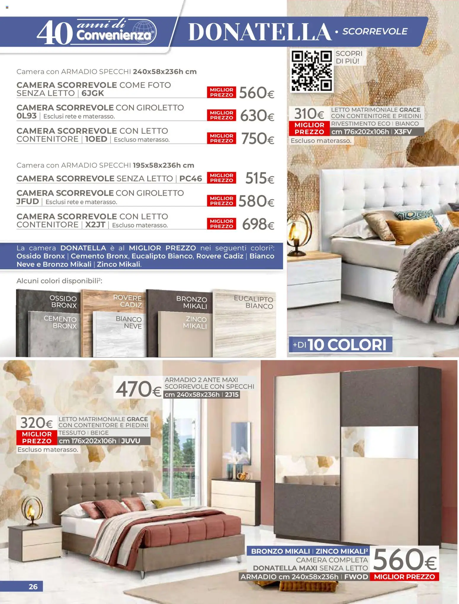 Volantino Mondo Convenienza del 01.04.2026 | Pagina: 28 | Prodotti: Letto contenitore, Letto, Materasso, Armadio