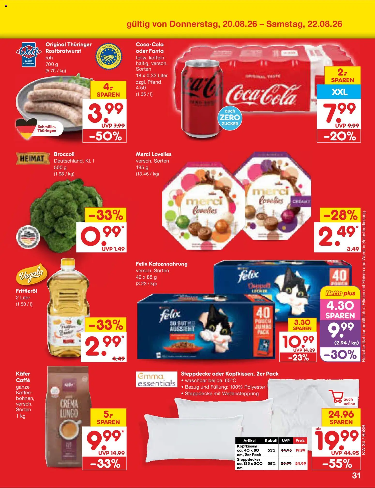 Netto Marken-Discount Prospekt – gültig ab 17.08.2026 | Seite: 49 | Produkte: Fanta, Kopfkissen, Zucker, Fleisch