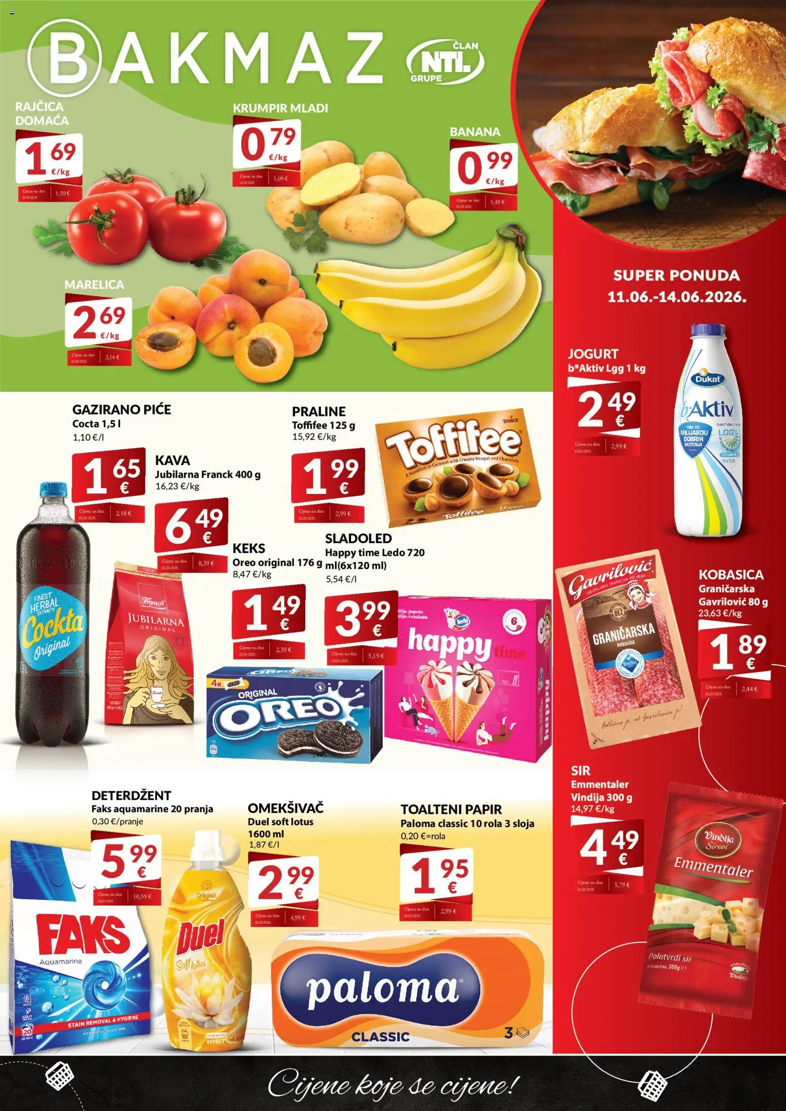 Bakmaz katalog | vrijedi od 11.06.2026 | Stranica: 1 | Proizvodi: Faks, Praline, Sir, Ledo