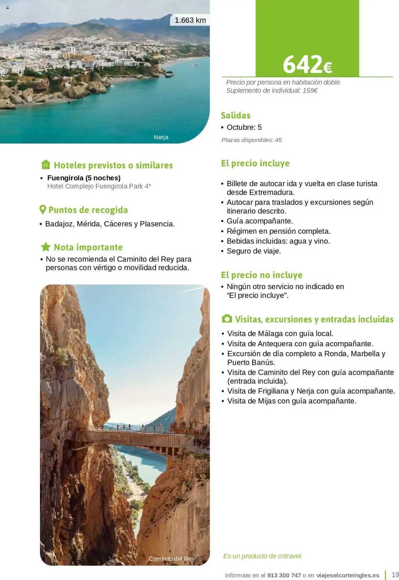 Viajes El Corte Inglés - Catálogo Junta de Extremadura │ válido desde el 01.03.2025 | Página: 19
