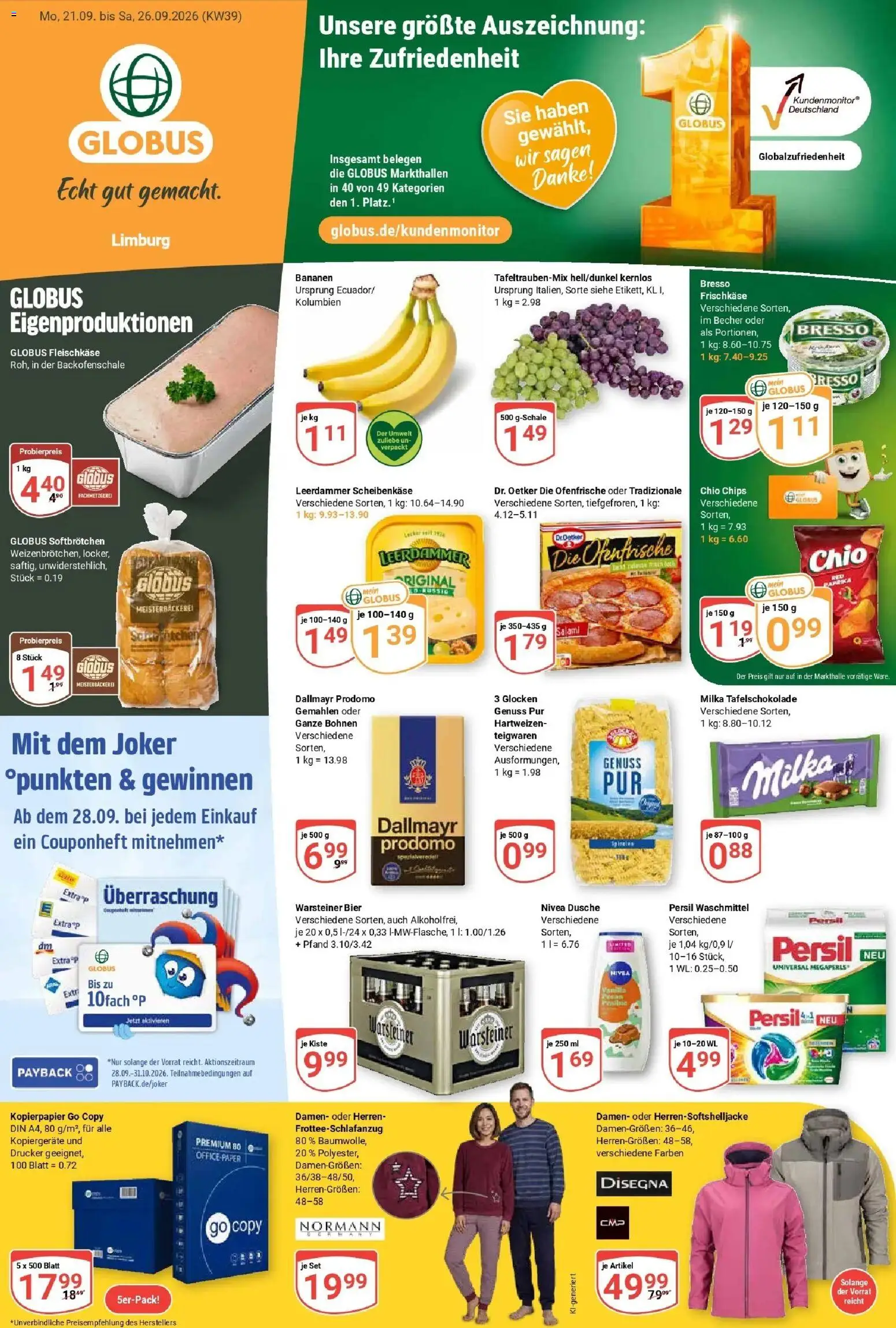Globus Prospekt Limburg (ab 21.09.2026) » Angebote online | Seite: 3 | Produkte: Waschmittel, Warsteiner, Frischkase, Drucker