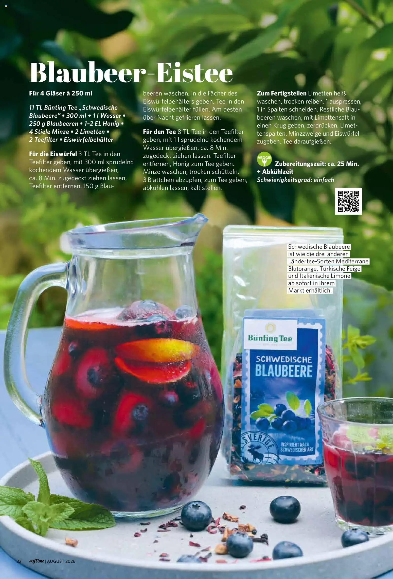 Famila Nordwest myTime August 2026 – gültig ab 01.08.2026 | Seite: 32 | Produkte: Limetten, Wasser, Blaubeeren, Tee