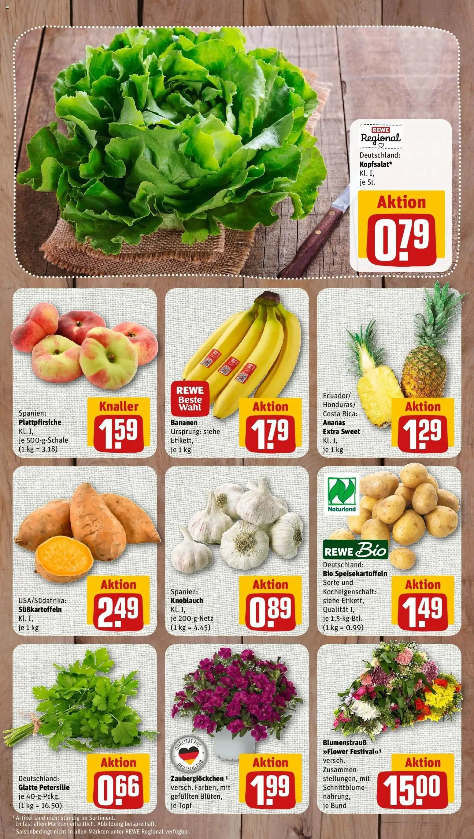 Rewe Prospekt Gaustadt – gültig ab 08.06.2026 | Seite: 3 | Produkte: Bananen, Ananas, Knoblauch, Petersilie