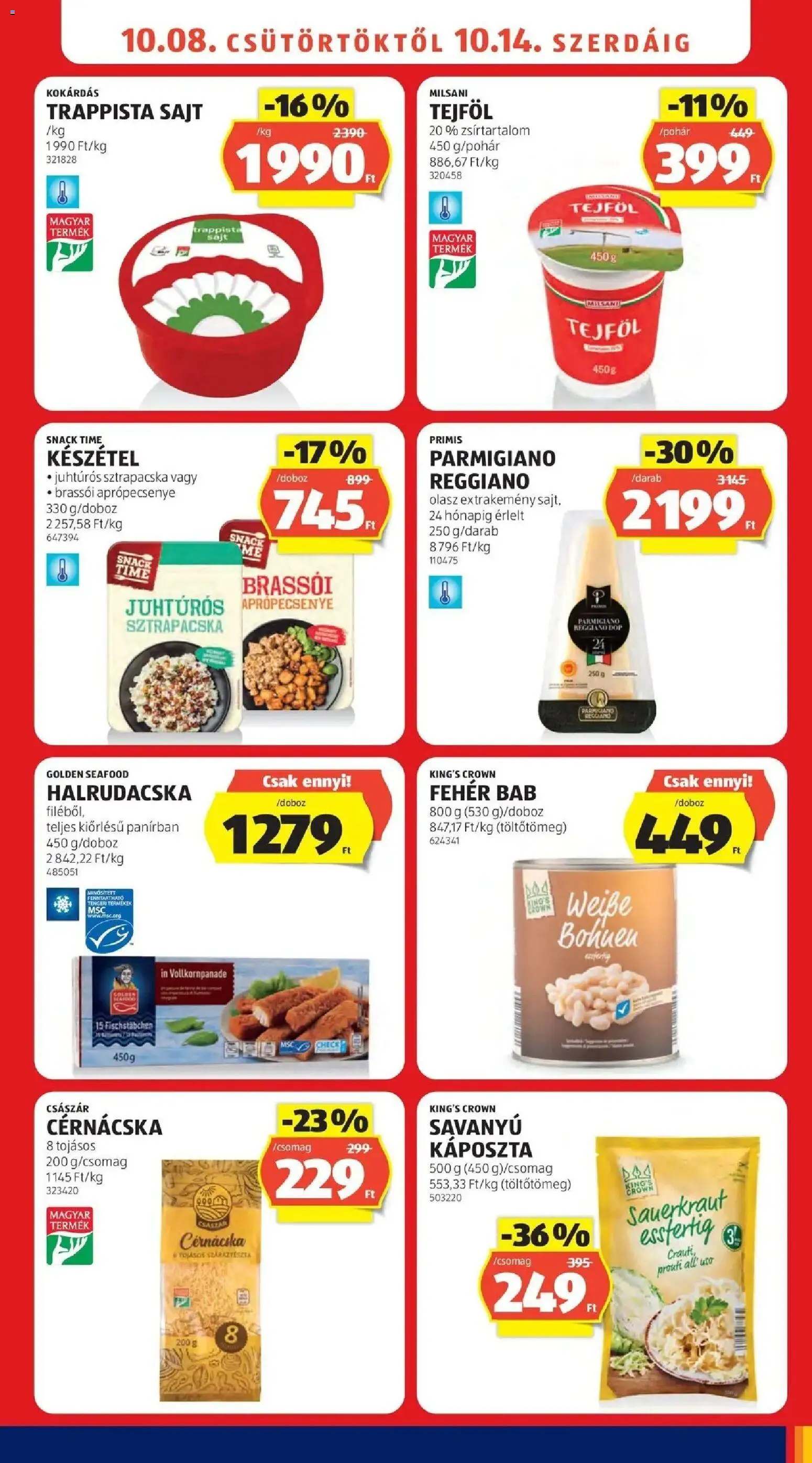 Aldi aktuális akciós újság - 2026.10.03. -tól/töl > akció, lapozható szórólap 🛍️ | Oldal: 7 | Termékek: Savanyú káposzta, Golden Seafood, Száraztészta, Parmigiano Reggiano