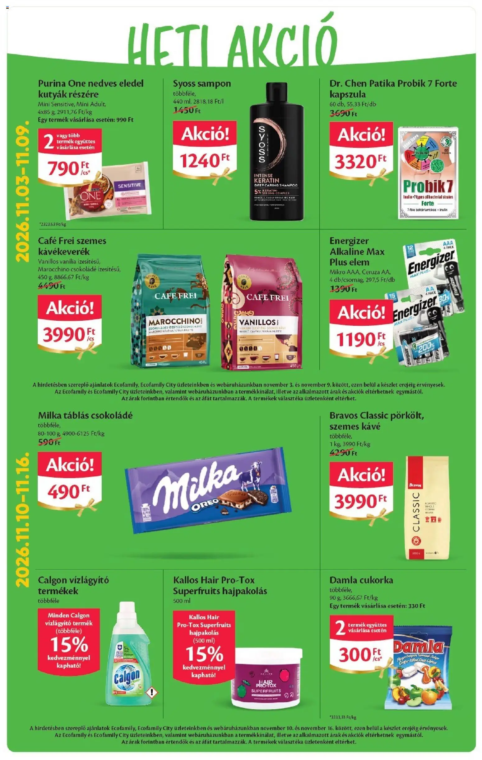 Ecofamily akciós ujság - amely érvényes a következő dátumtól: 2026.11.05. | Oldal: 2 | Termékek: Kapszula, Ceruza, Calgon, Cafe Frei