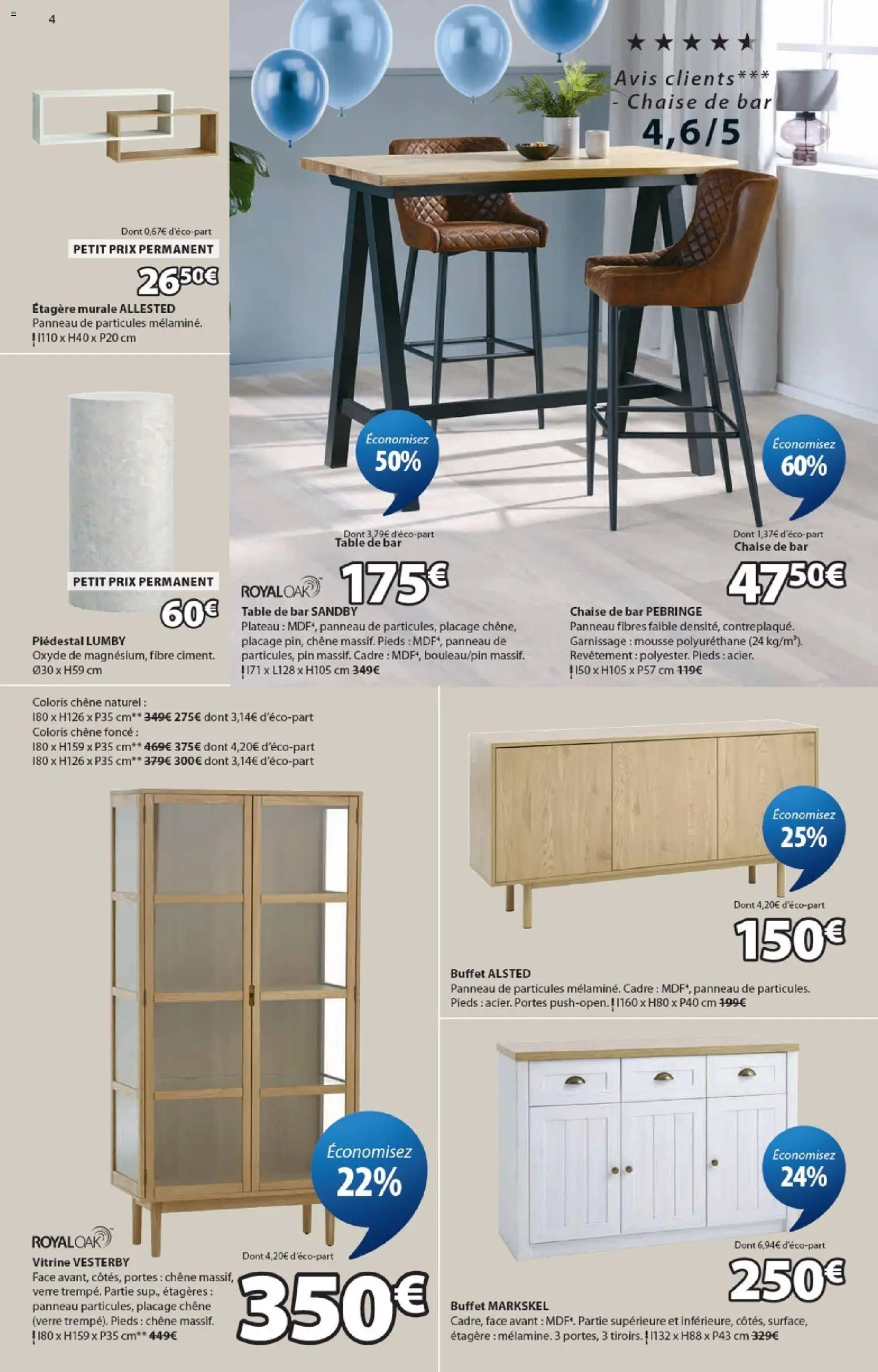 {H1} | Page: 4 | Produits: Mousse, Portes, Chaise de bar, Cadre