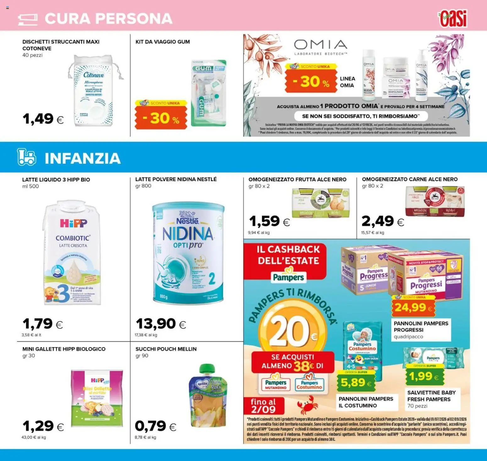 Volantino Oasi del 29/07/2026 | Pagina: 25 | Prodotti: Pannolini, Manzo, Latte, Gallette