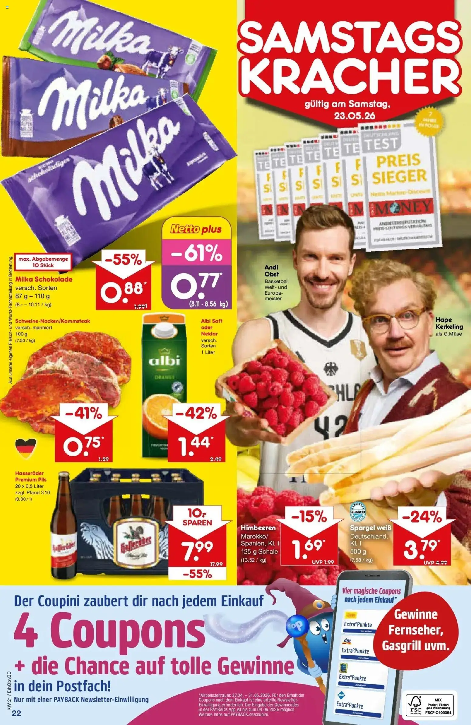 Netto Marken-Discount Prospekt Velden	 – gültig ab 17.05.2026 | Seite: 24 | Produkte: Himbeeren, Milka schokolade, Obst, Fleisch