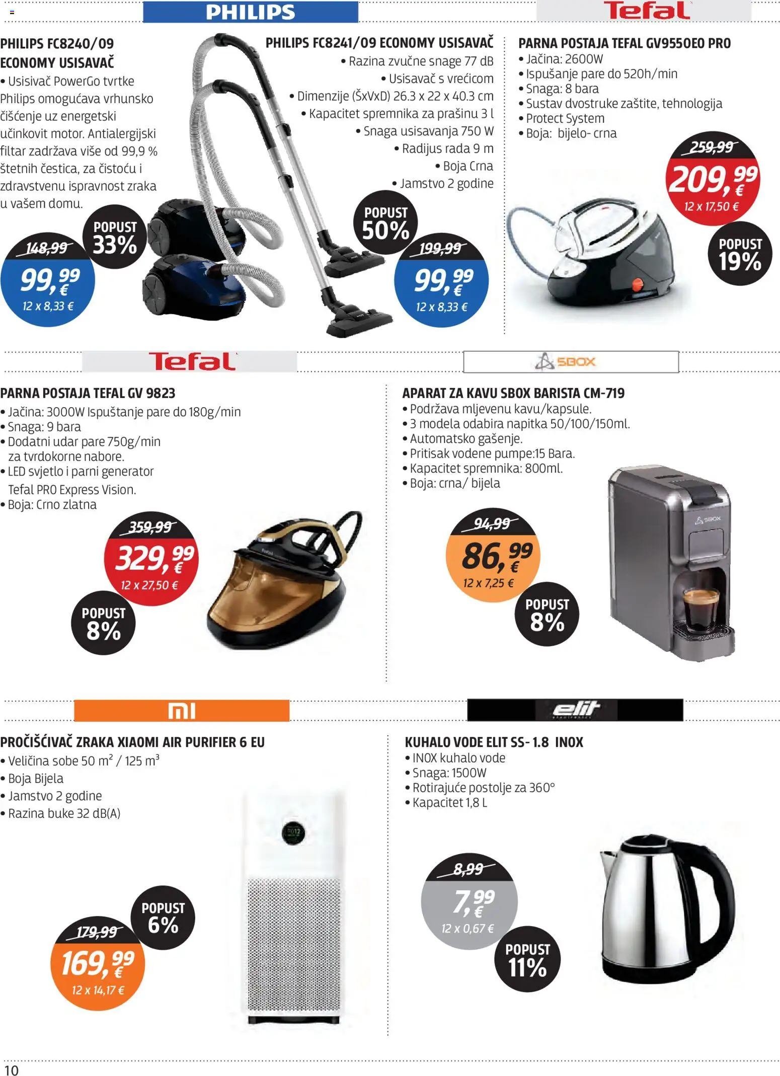 Centar Tehnike katalog | vrijedi od 25.05.2026 | Stranica: 10 | Proizvodi: Aparat za kavu, Kuhalo vode, Pročišćivač zraka, Parna postaja