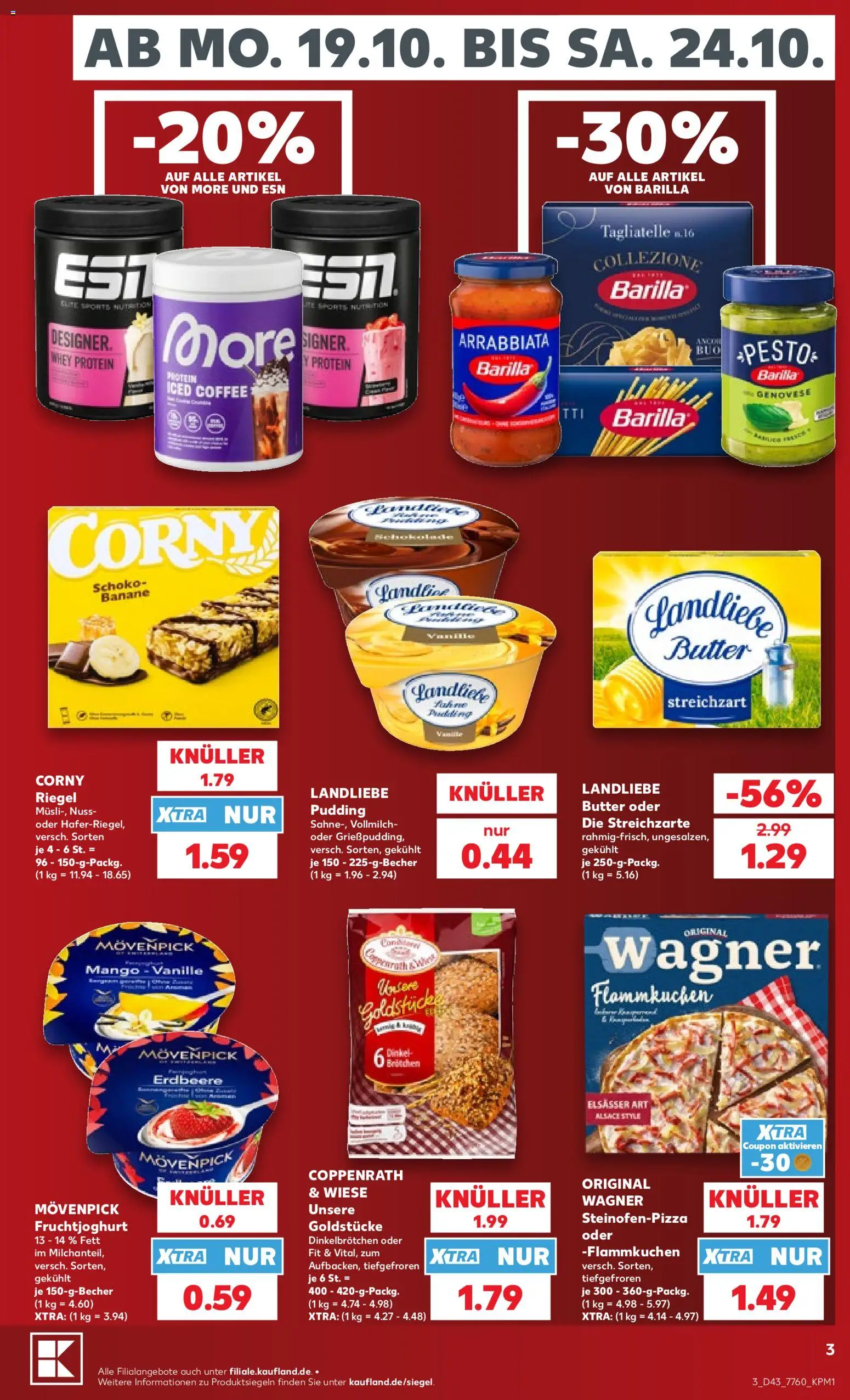 Kaufland Německo leták od 17.10.2026 | Strana: 3 | Produkty: Mango, Barilla, Pesto, Whey protein