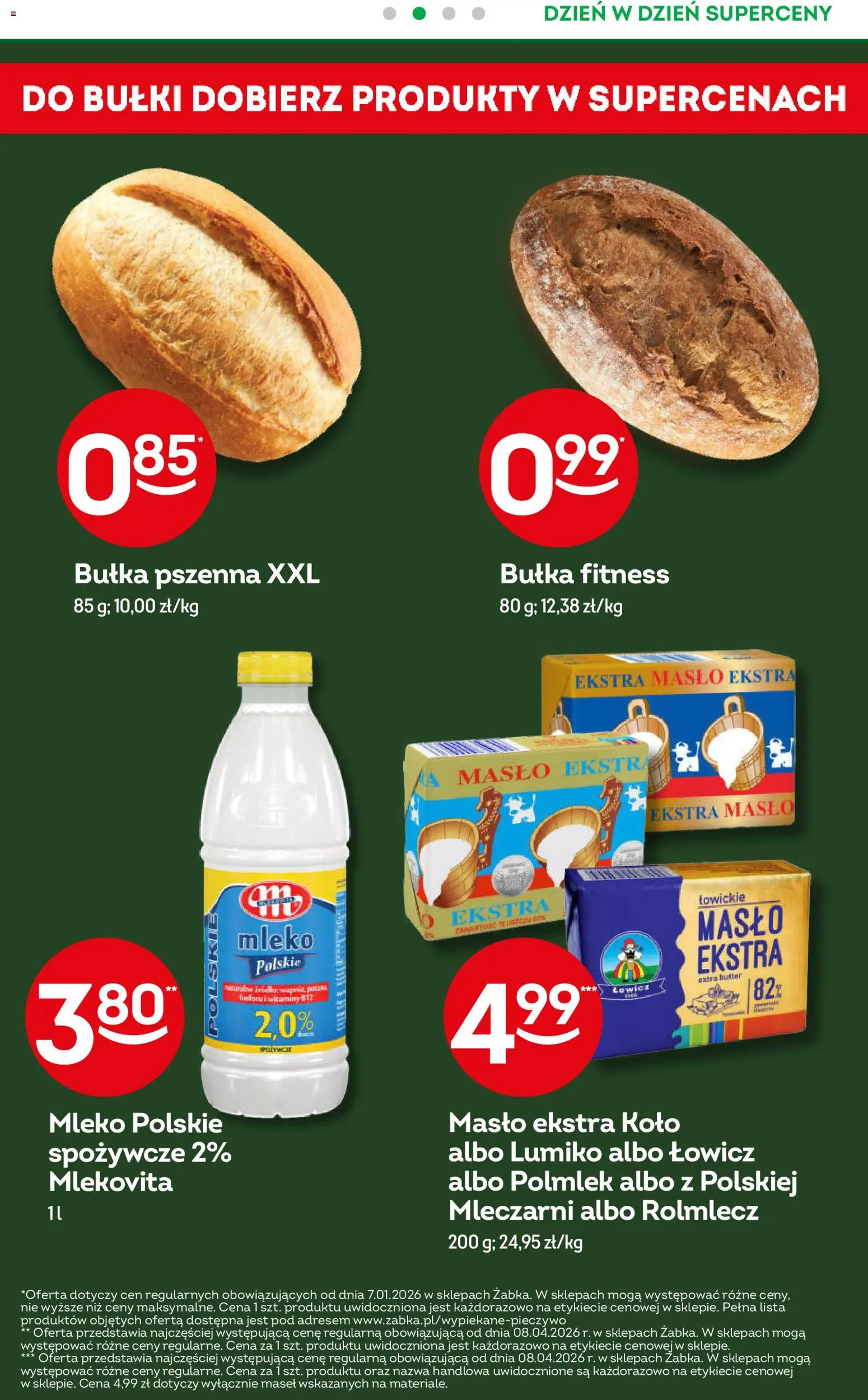 Żabka gazetka od 08.04.2026 | Strona: 3 | Produkty: Bułka fitness, Bułka, Mleko, Bułka pszenna