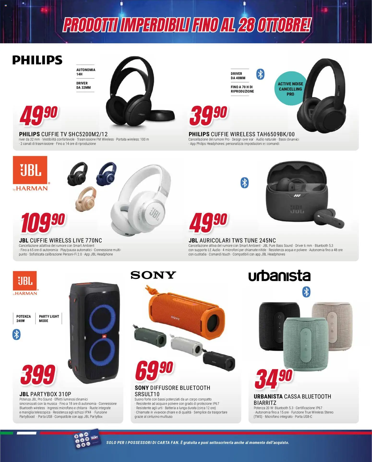 Volantino Trony del 16/10/2026 | Pagina: 26 | Prodotti: Auricolari, Porta, Audio, Batteria
