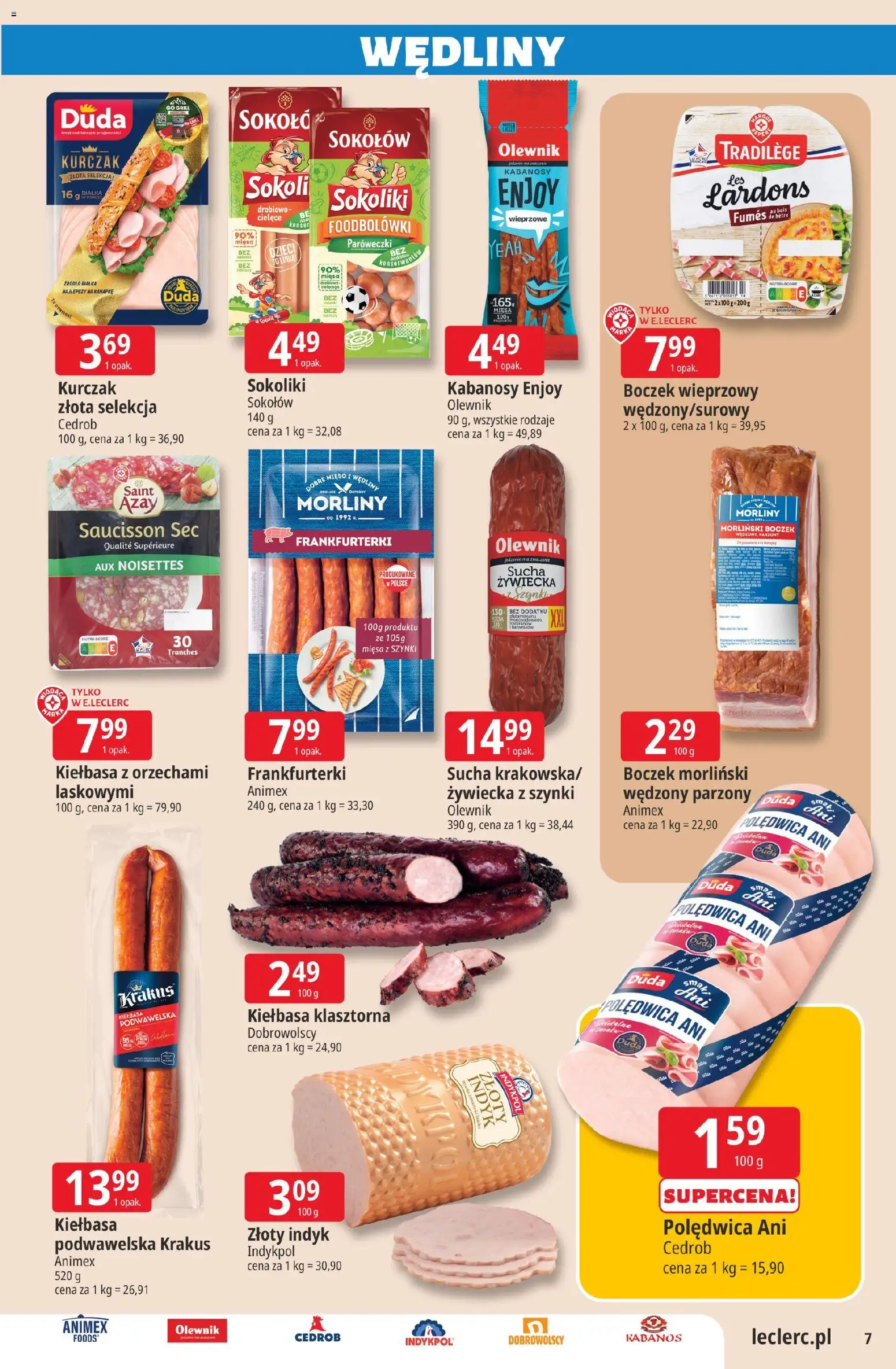E.Leclerc gazetka - Elbląg od 02.06.2026 | Strona: 7 | Produkty: Mięso, Boczek wieprzowy, Frankfurterki, Boczek