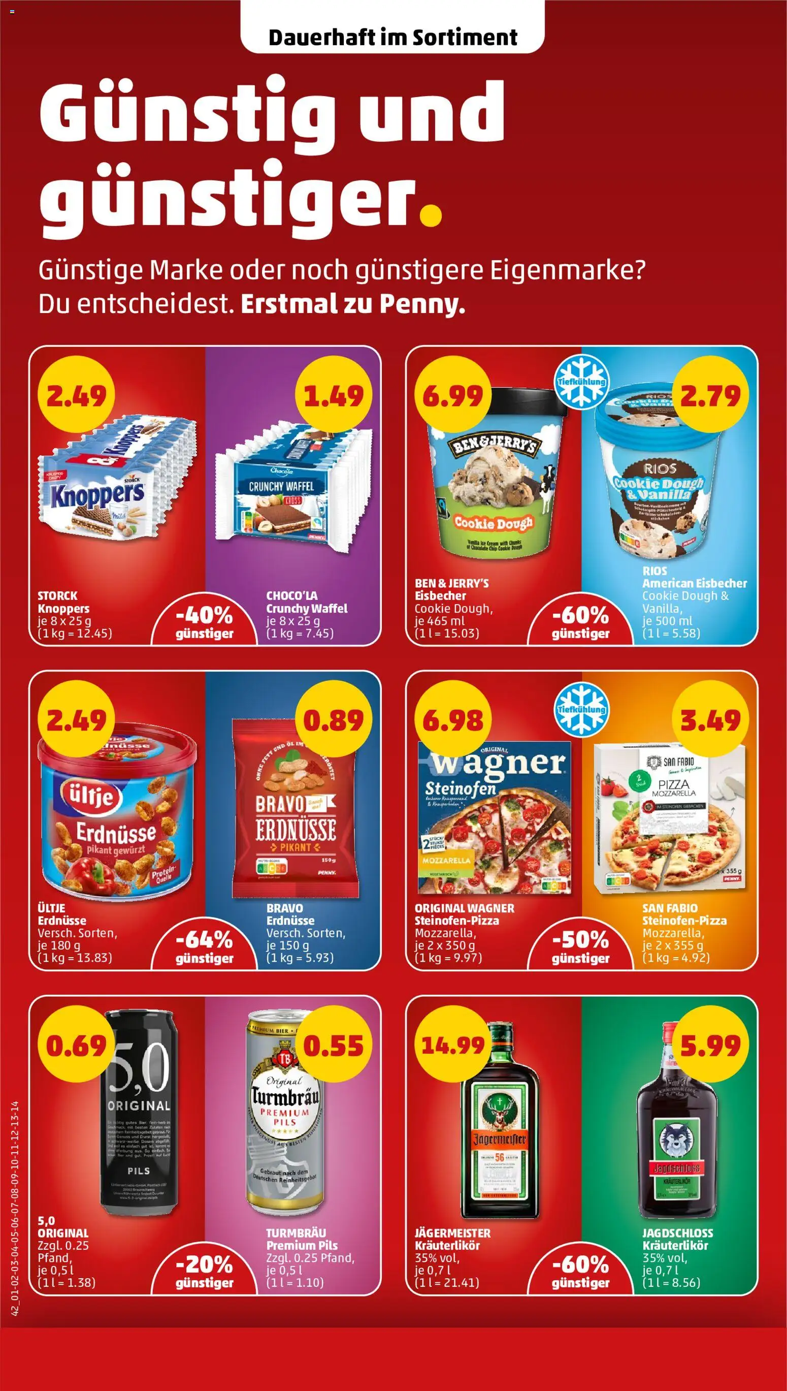 Penny Prospekt – gültig ab 08.06.2026 | Seite: 44 | Produkte: Erdnüsse, Bier, Knoppers, Pizza