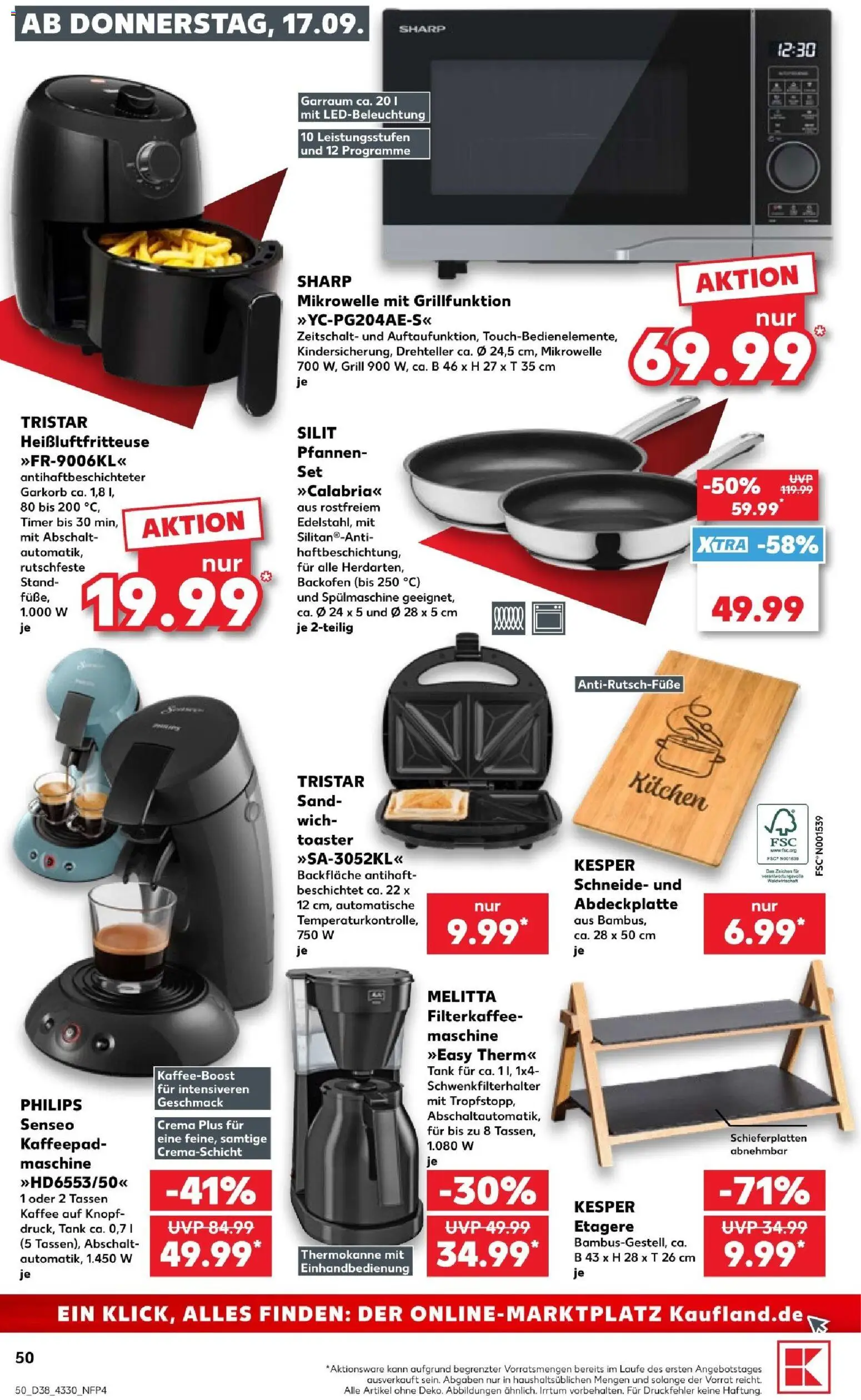 Kaufland Prospekt Potsdam – gültig ab 17.09.2026 | Seite: 50 | Produkte: Melitta, Senseo, Grill, Toaster
