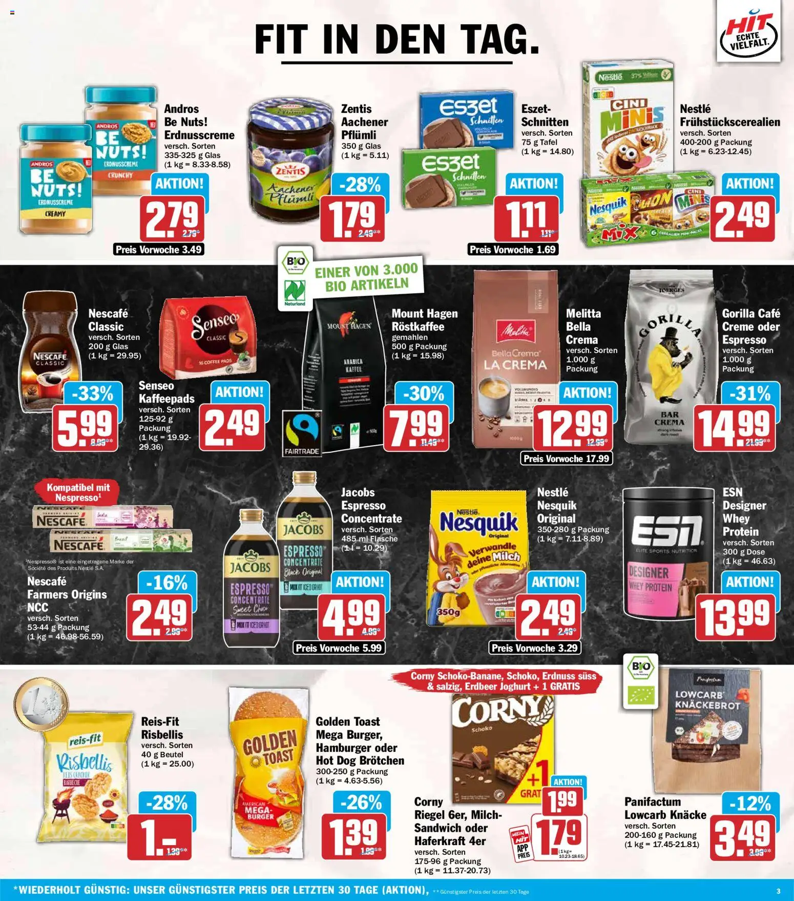 HIT Prospekt – gültig ab 17.08.2026 | Seite: 3 | Produkte: Melitta, Milch, Joghurt, Toast