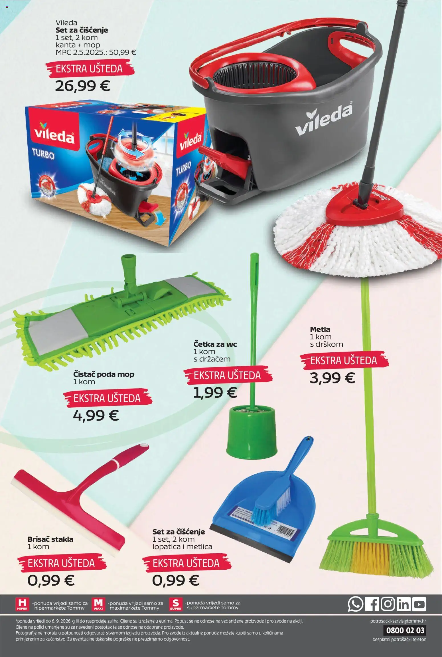 Tommy katalog | vrijedi od 20.08.2026 | Stranica: 6 | Proizvodi: Četka, Četka za wc, Lopatica, Vileda