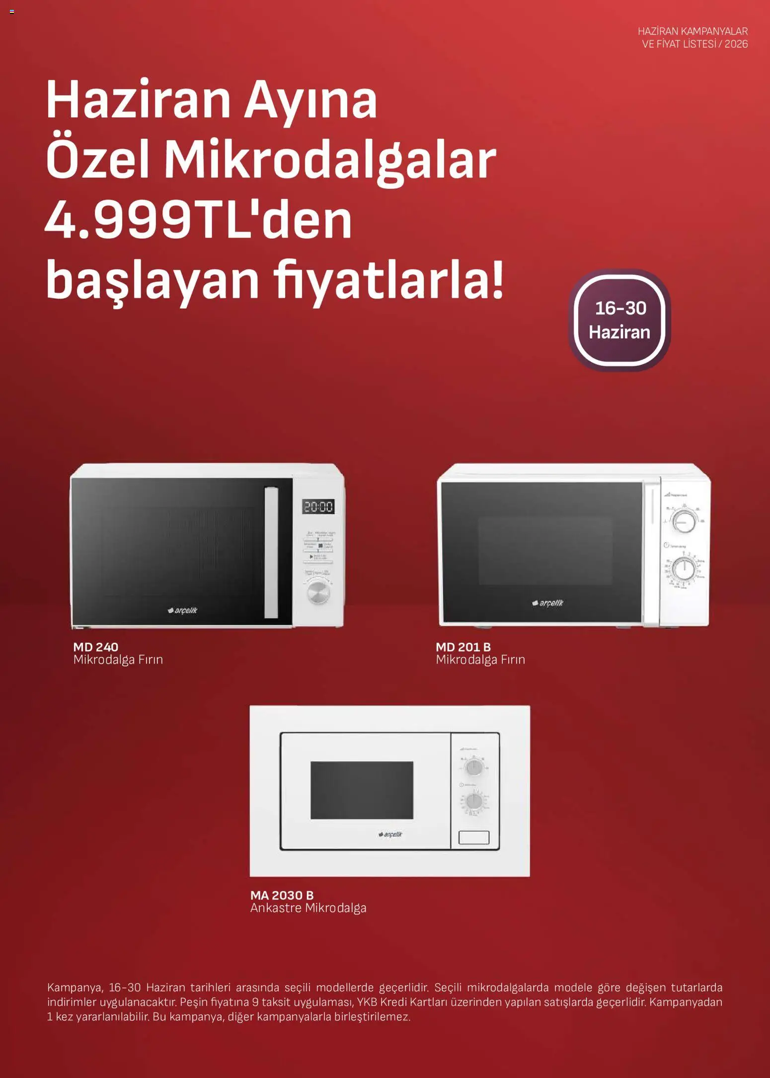 Arçelik - Ankastre Kataloğu - 16.06.2026 tarihinden itibaren geçerlidir | Sayfa: 5 | Ürünler: Fırın, Mikrodalga fırın
