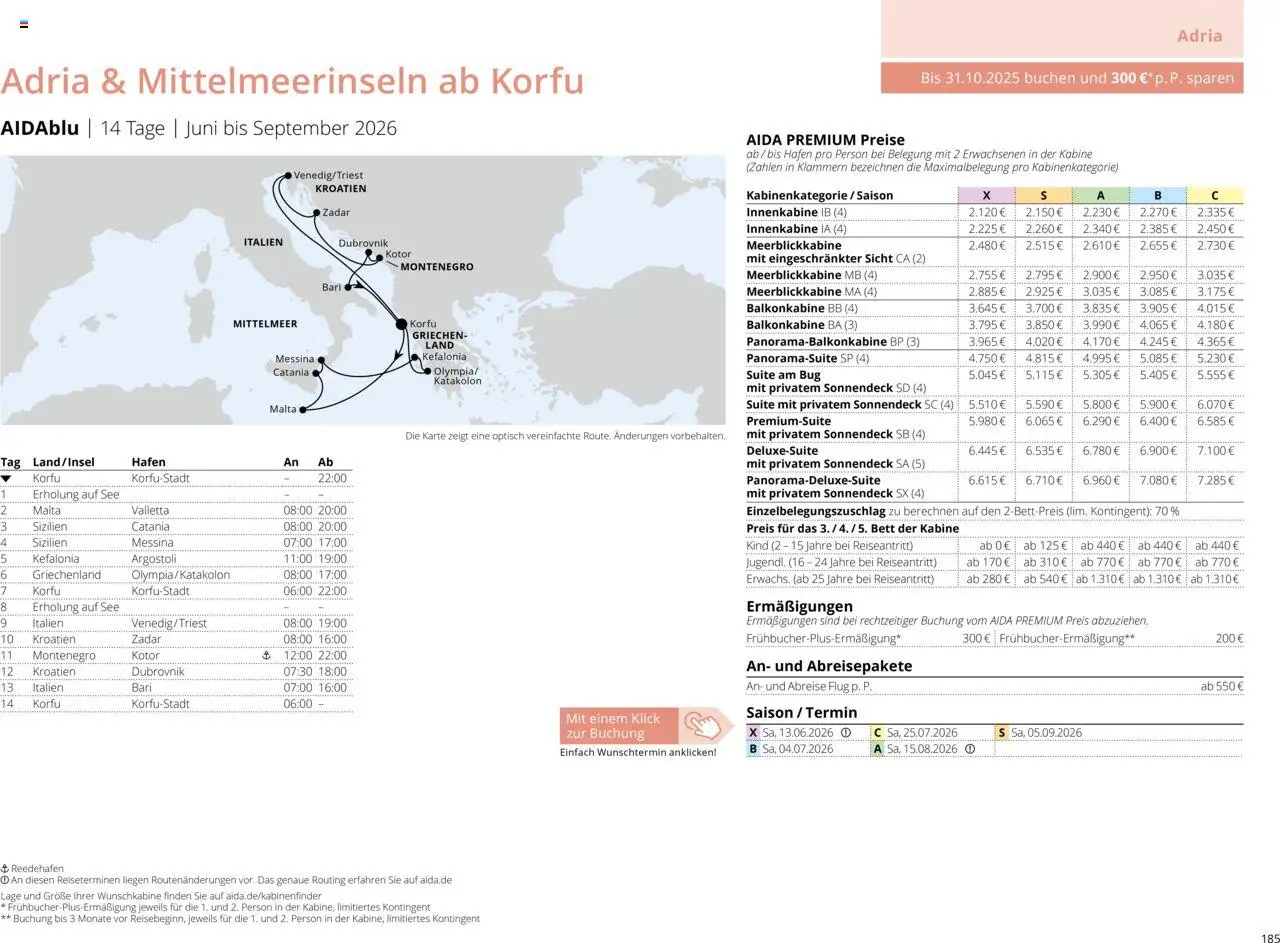 Aida Sommer 2026 – gültig ab 01.03.2026 | Seite: 185 | Produkte: Bett