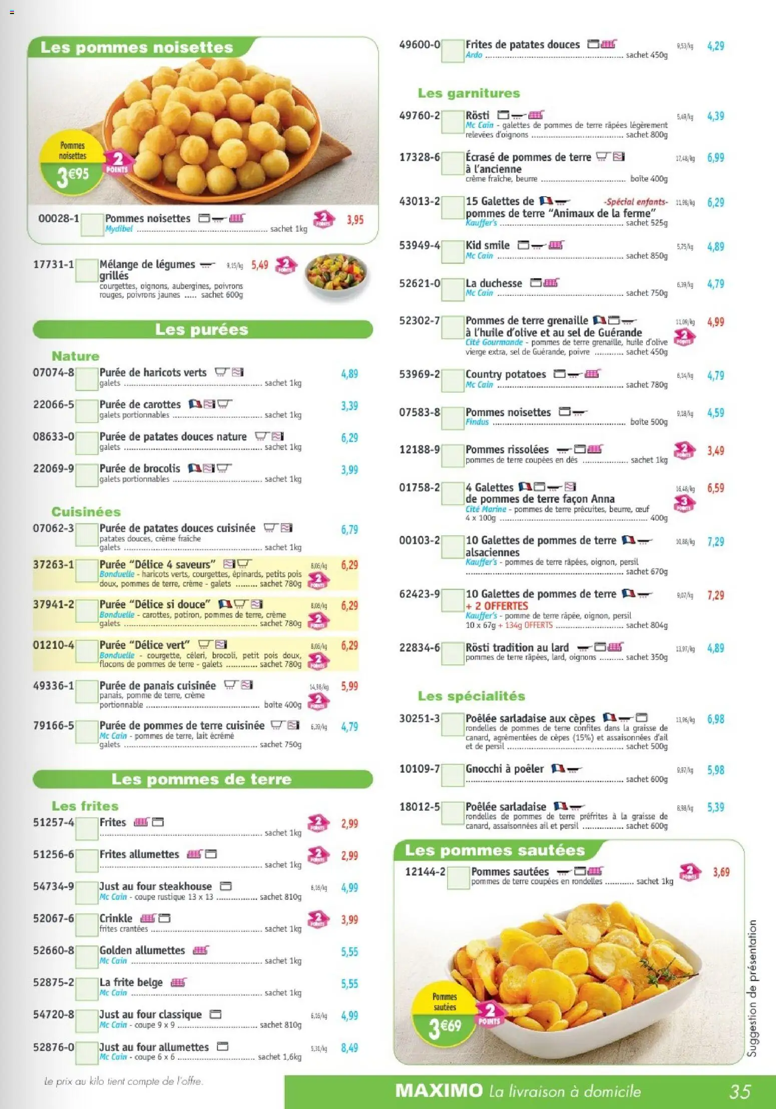 {H1} | Page: 35 | Produits: Petit pois, Sel, Oignons, Pommes de terre