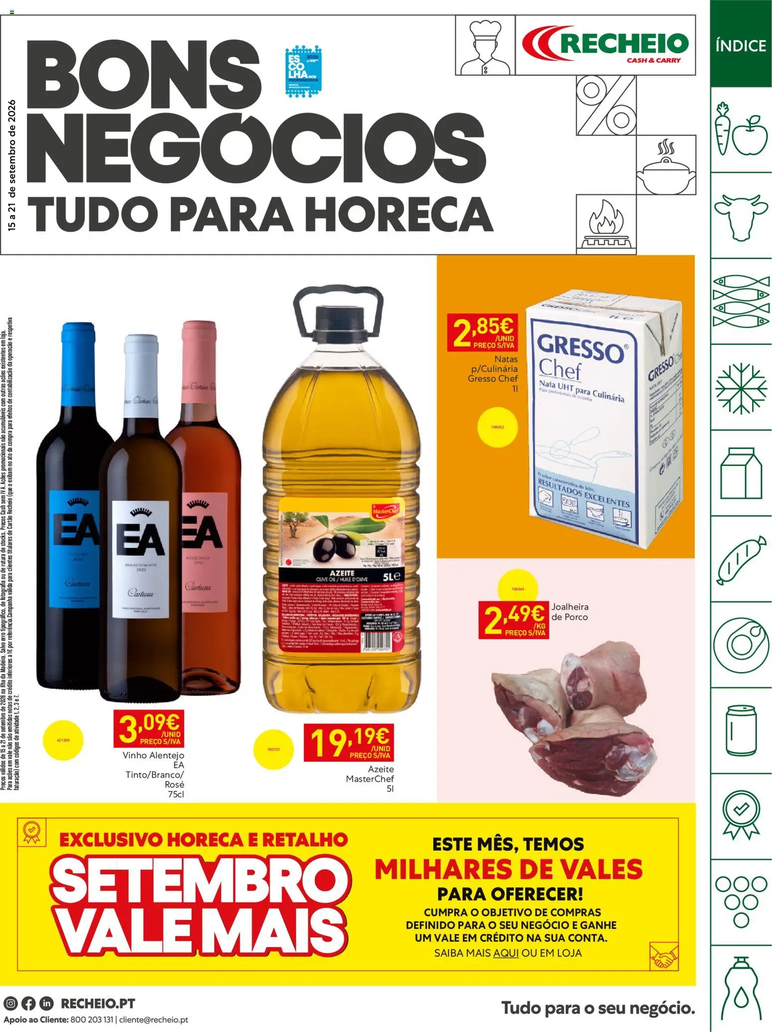 Recheio Horeca Madeira │ válido de 15/09/2026 | Página: 1 | Produtos: Vinho, Chá, Nata, Natas