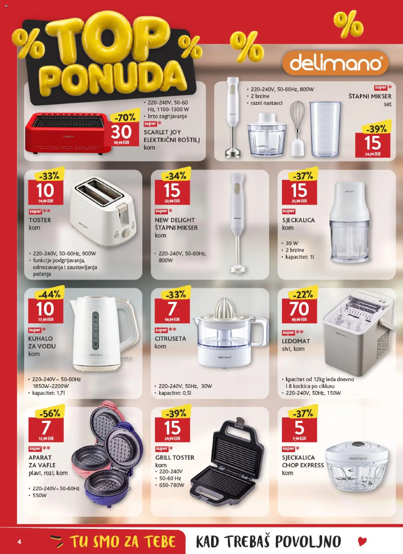 Konzum katalog | vrijedi od 09.10.2026 | Stranica: 4 | Proizvodi: Mikser, Štapni mikser, Grill, Sjeckalica