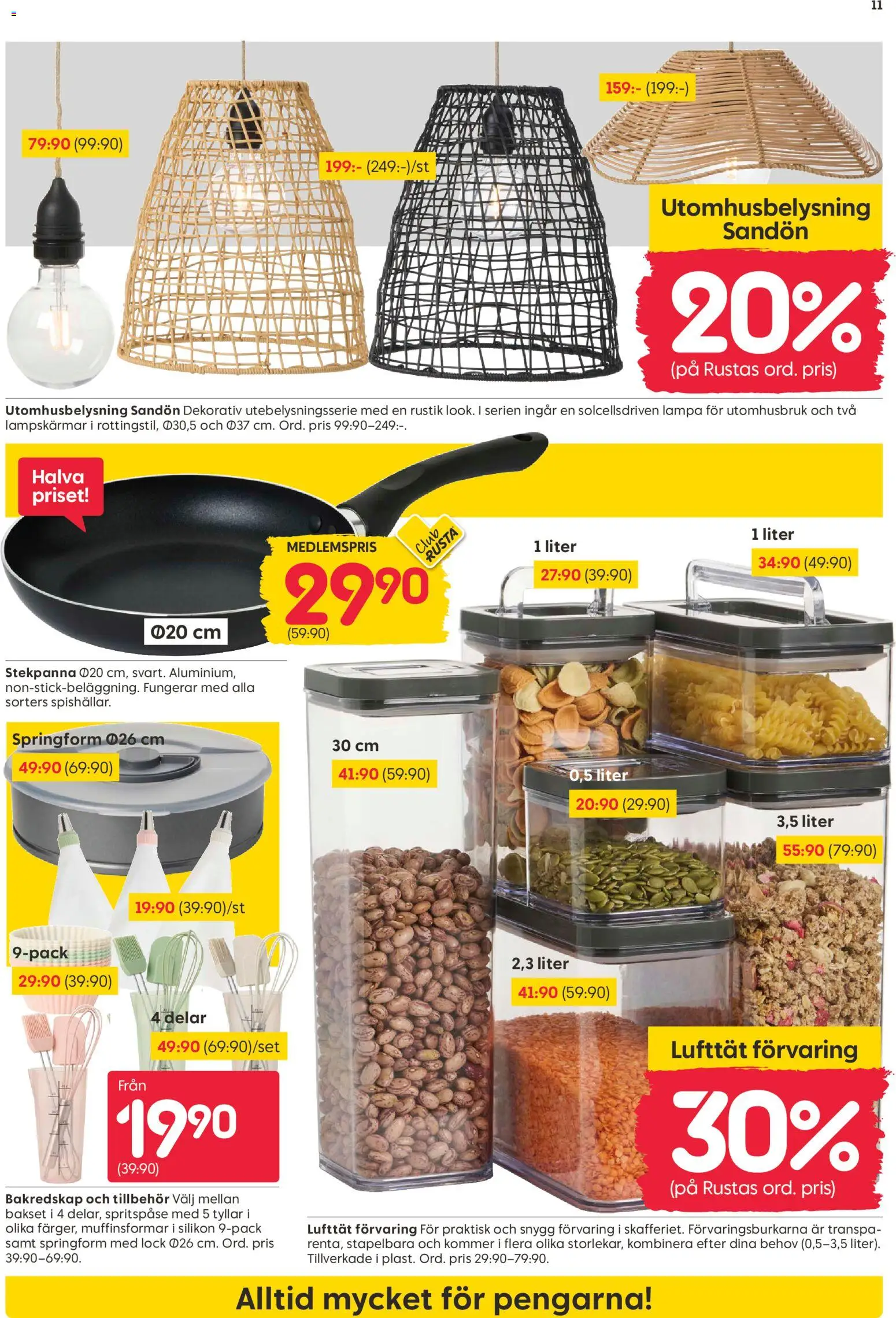 Rusta reklamblad aktuell från 18.05.2026 | Sida: 11 | Produkter: Lampa, Stekpanna